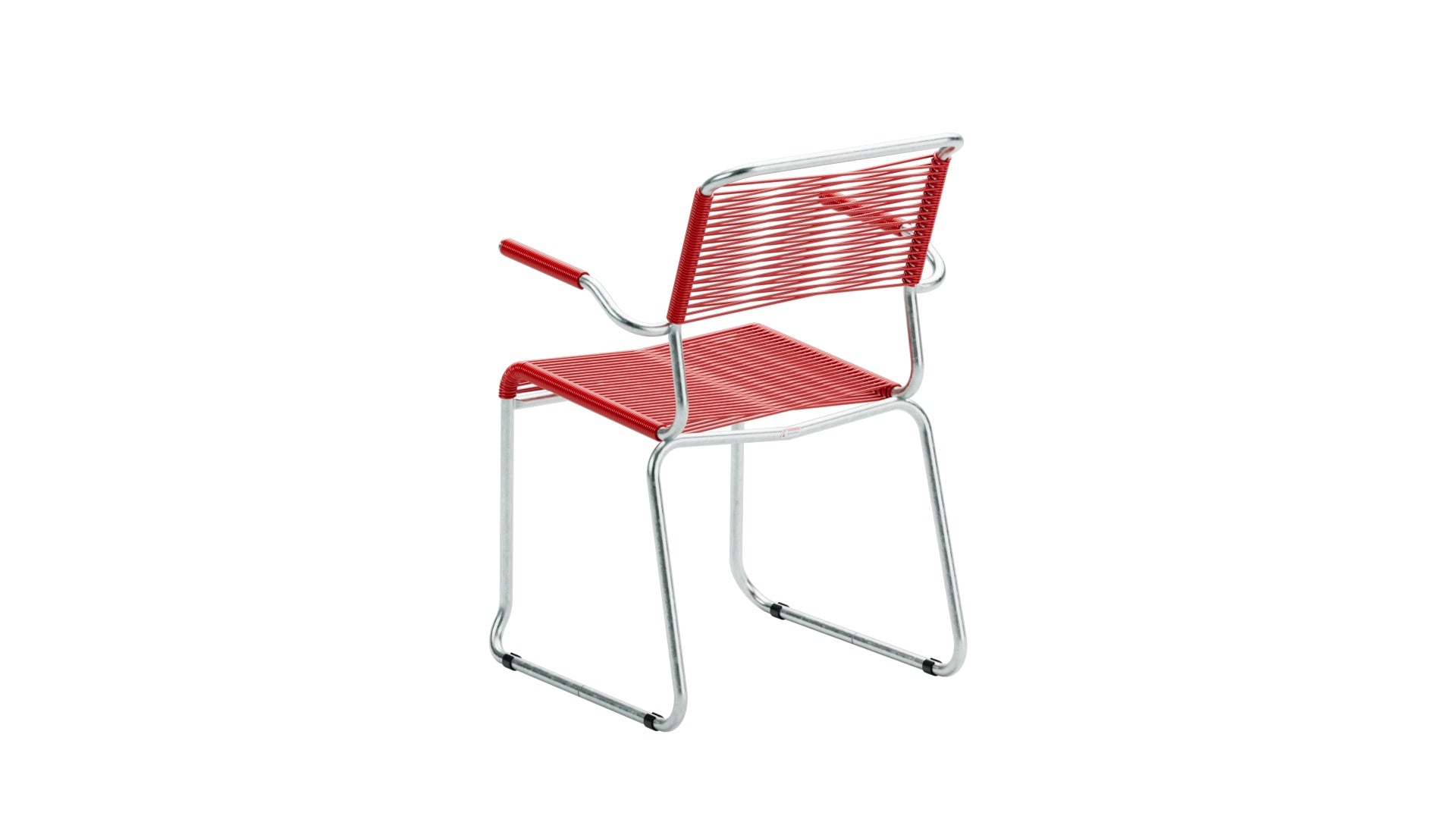 Säntis Spaghetti-Gartenstuhl mit Armlehne Kufen in Rot präsentiert im Onlineshop von KAQTU Design AG. Gartenstuhl mit Armlehnen ist von Schaffner