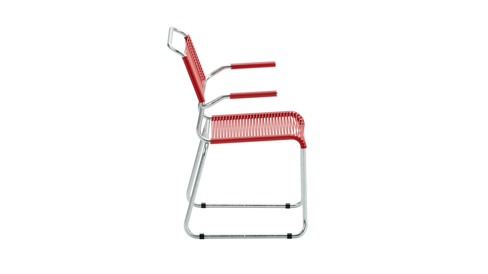 Säntis Spaghetti-Gartenstuhl mit Armlehne Kufen in Rot präsentiert im Onlineshop von KAQTU Design AG. Gartenstuhl mit Armlehnen ist von Schaffner