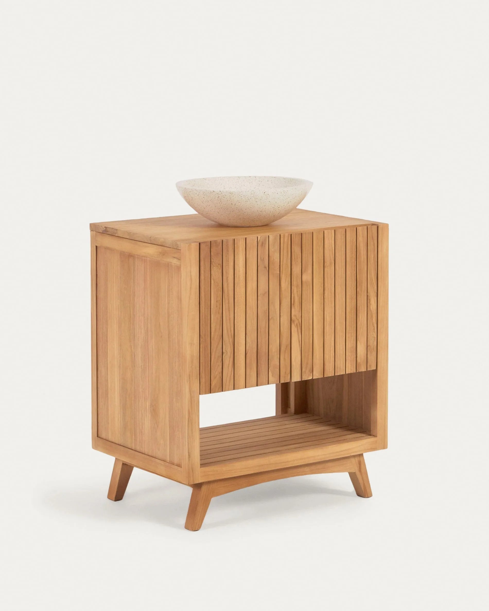 Elegantes Badezimmermöbel aus massivem Teakholz, 70x50 cm, von Kave Home, ideal für ein modernes und natürliches Design.