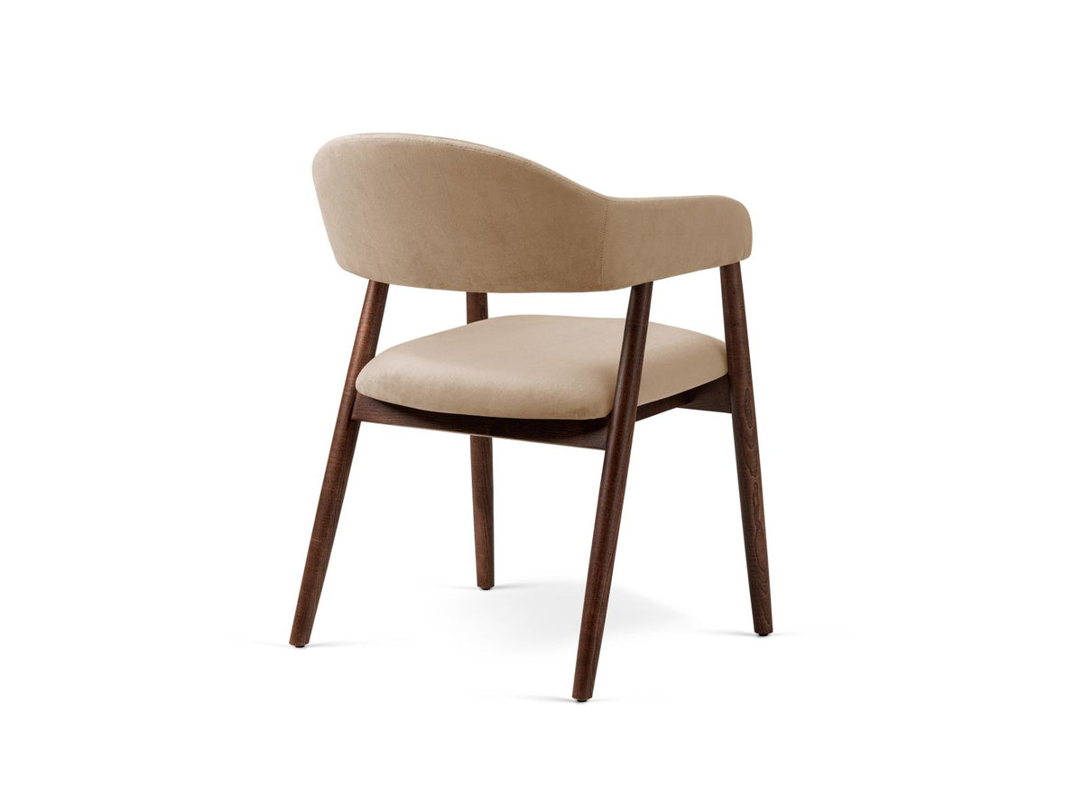 Zwei Samtstühle Adra von Cosmopolitan Design mit Buchenholzbeinen, gepolsterter Sitzfläche und Rückenlehne in Veloursstrick-Optik.