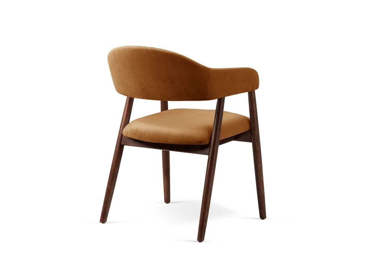 Zwei Samtstühle Adra von Cosmopolitan Design mit Buchenholzbeinen, gepolsterter Sitzfläche und Rückenlehne in Veloursstrick-Optik.