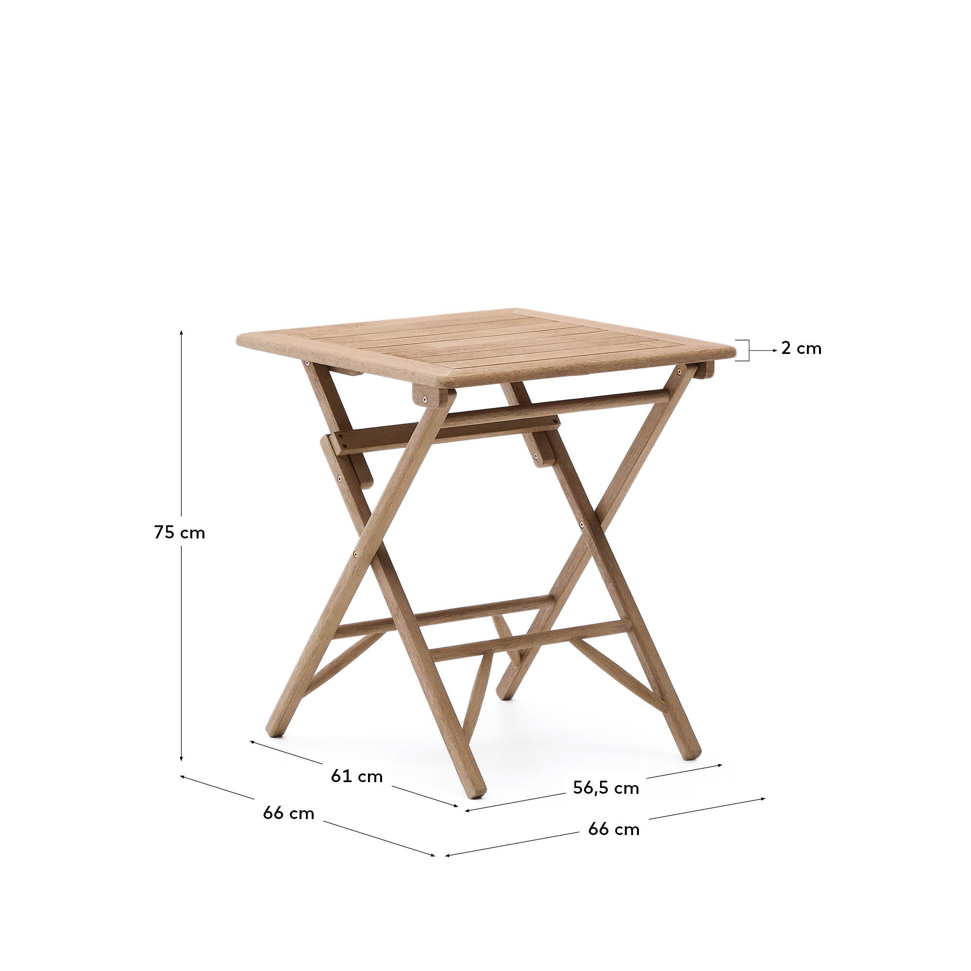 Praktischer Klapptisch aus massivem FSC-Akazienholz, 66x66 cm, perfekt für Balkon oder kleine Räume, robust und stilvoll.