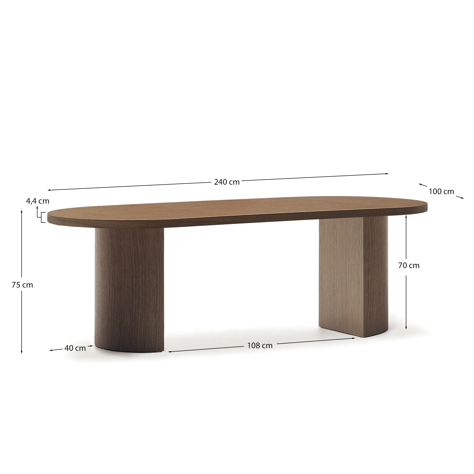Eleganter Nealy Tisch aus Nussbaumfurnier, 240 x 100 cm, vereint Funktionalität und Design für unvergessliche Momente im Esszimmer.