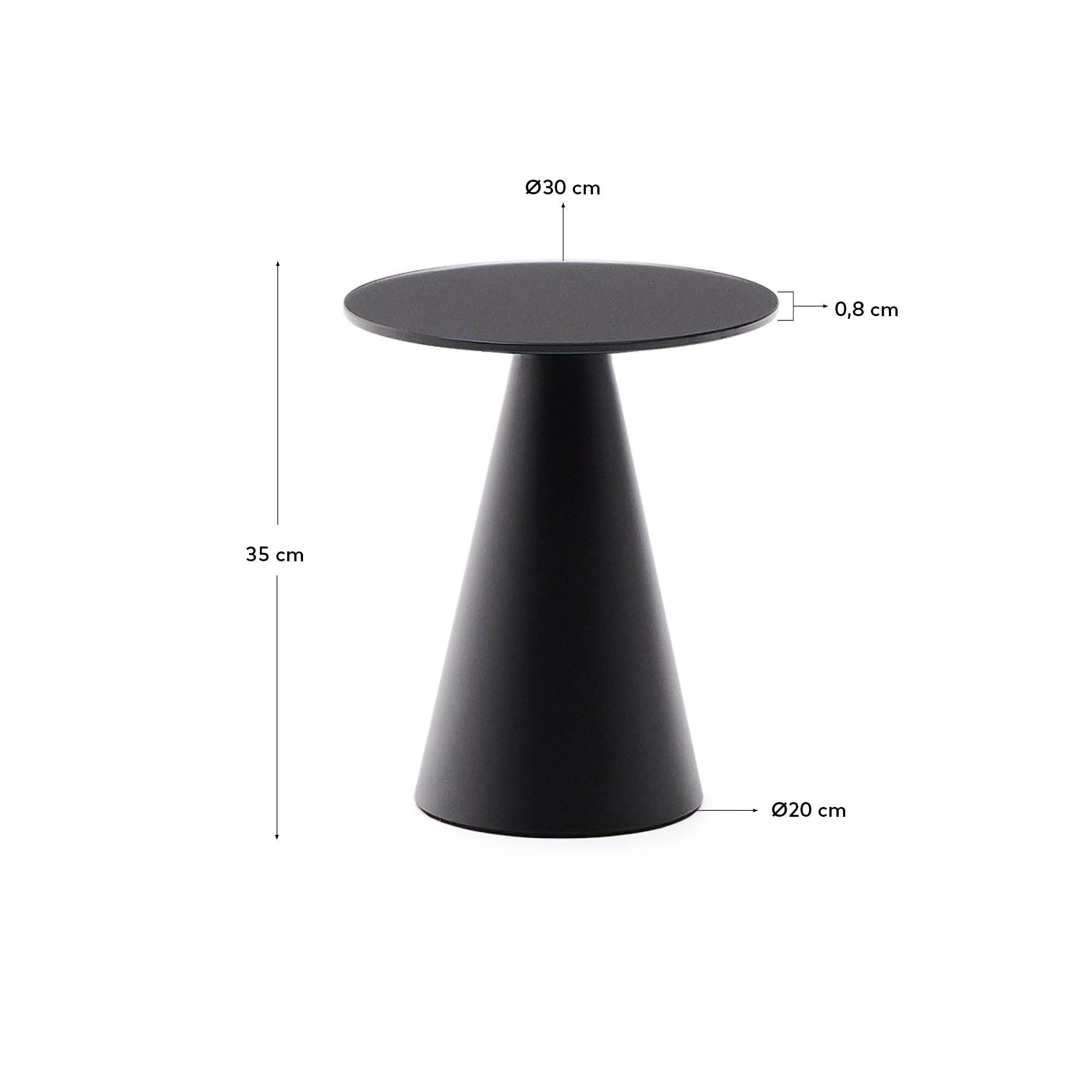 Eleganter Wilshire Beistelltisch aus gehärtetem Milchglas und mattschwarzem Stahl. Ideal für stilvolle Akzente in jedem Raum.