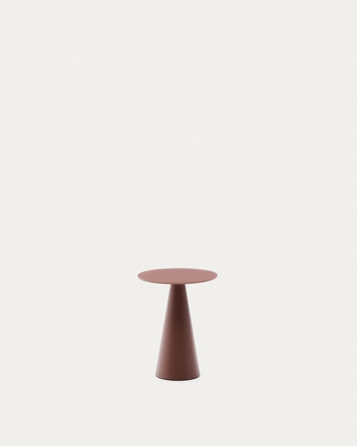 Wilshire  Beistelltisch aus gehärtetem Milchglas und Stahl matt terracottafarben lackiert Ø30 cm in Terrakotta präsentiert im Onlineshop von KAQTU Design AG. Beistelltisch ist von Kave Home