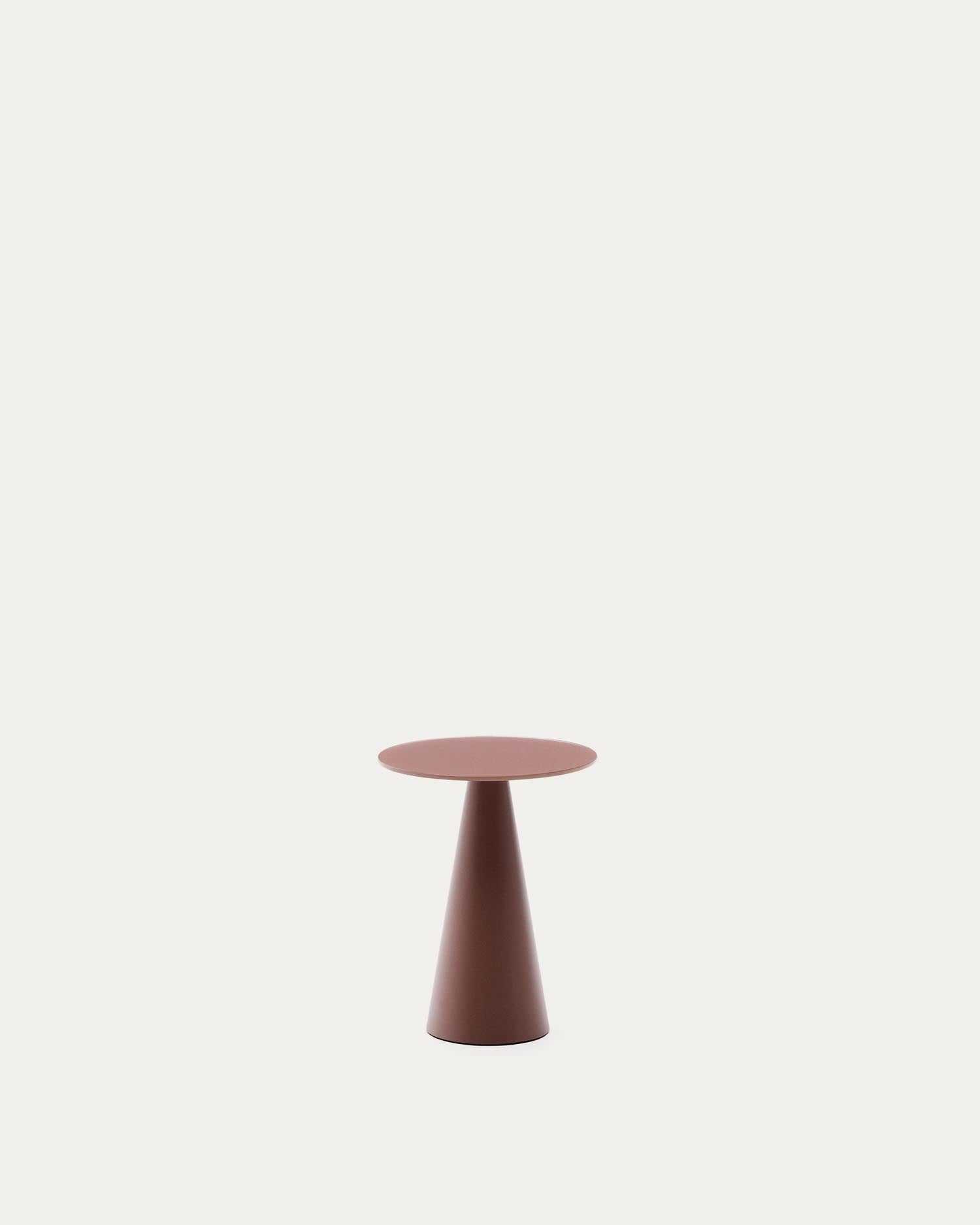 Wilshire  Beistelltisch aus gehärtetem Milchglas und Stahl matt terracottafarben lackiert Ø30 cm in Terrakotta präsentiert im Onlineshop von KAQTU Design AG. Beistelltisch ist von Kave Home