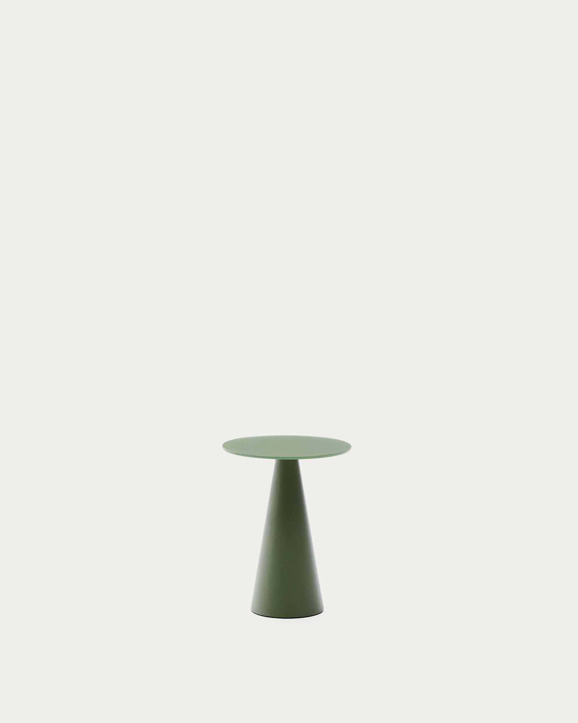 Wilshire Beistelltisch aus glasiertem gehärteten Glas und Stahl matt grün lackiert Ø30 cm in Grün präsentiert im Onlineshop von KAQTU Design AG. Beistelltisch ist von Kave Home