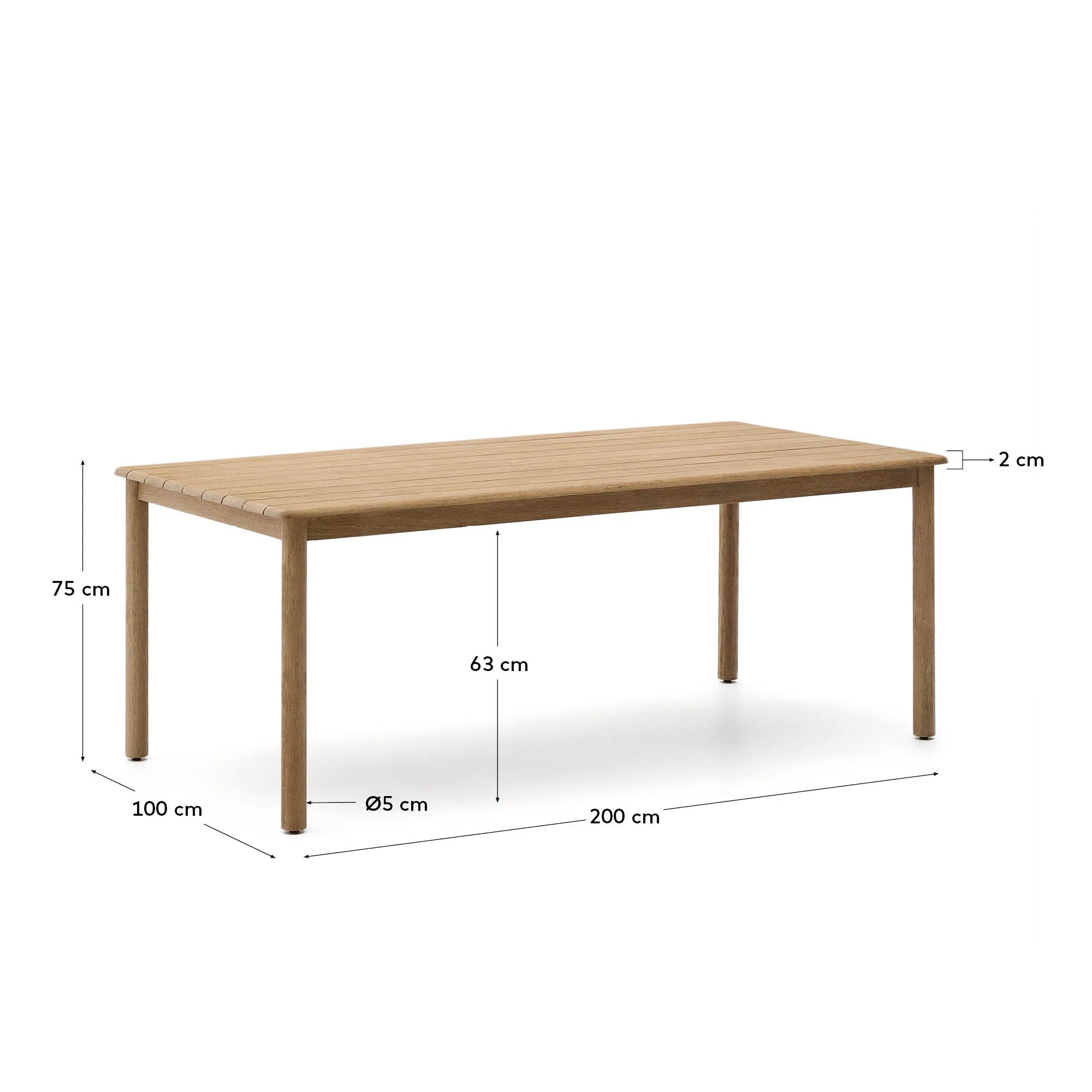 Der Sori Tisch aus massivem FSC-Akazienholz (200x100 cm) von Kave Home vereint Nachhaltigkeit mit zeitlosem Design und Qualität.