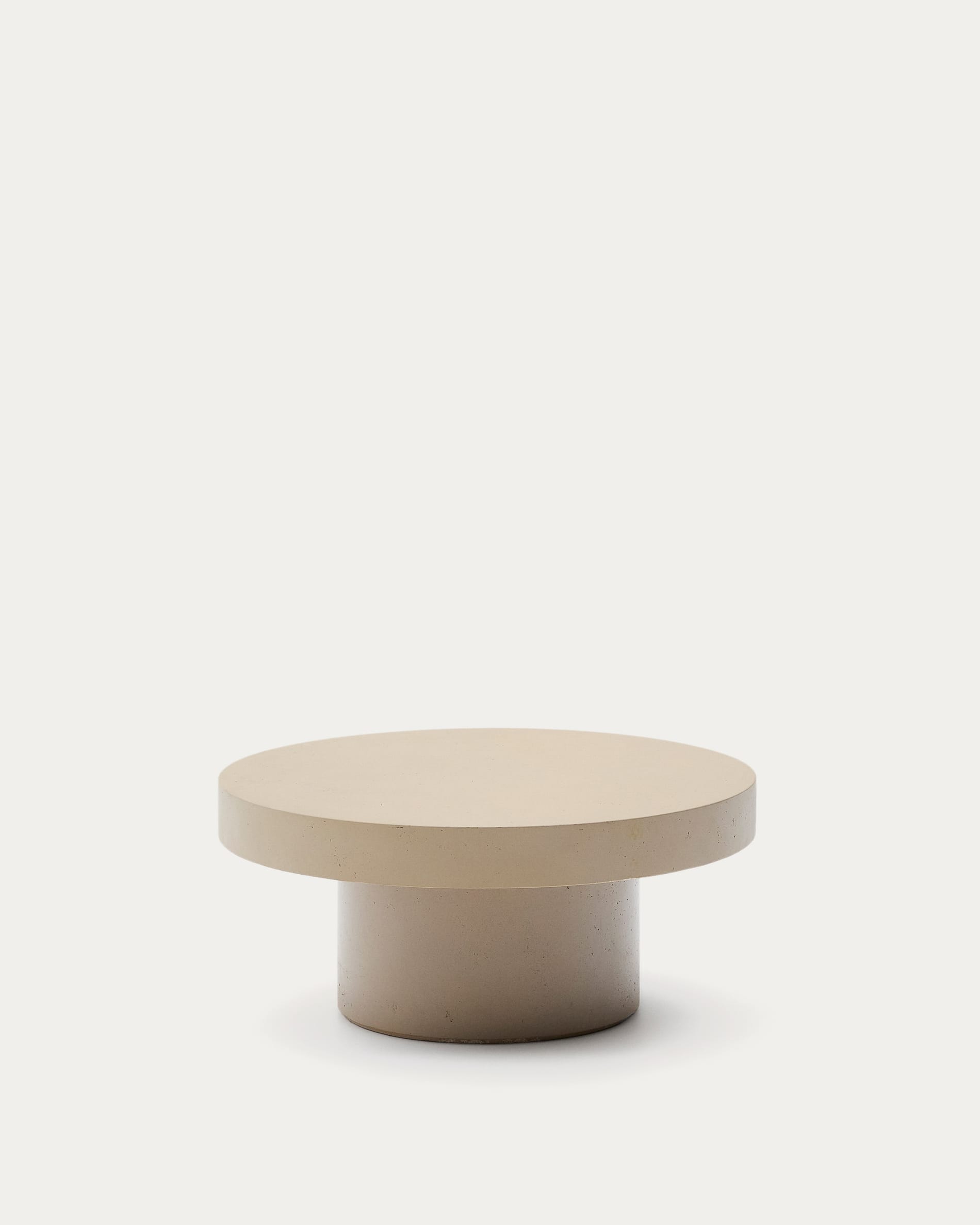 Moderner Couchtisch Aiguablava aus GFB, beige, Ø 66 cm, wetterfest, stilvoll für Innen- und Aussenbereich.