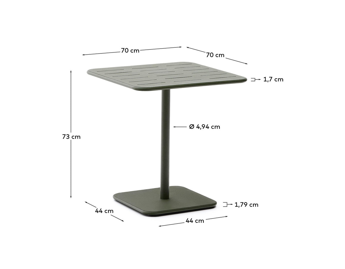 Outdoor-Tisch Brai aus grün verzinktem Stahl 70 x 70 cm in Dunkelgrün präsentiert im Onlineshop von KAQTU Design AG. Gartentisch ist von Kave Home