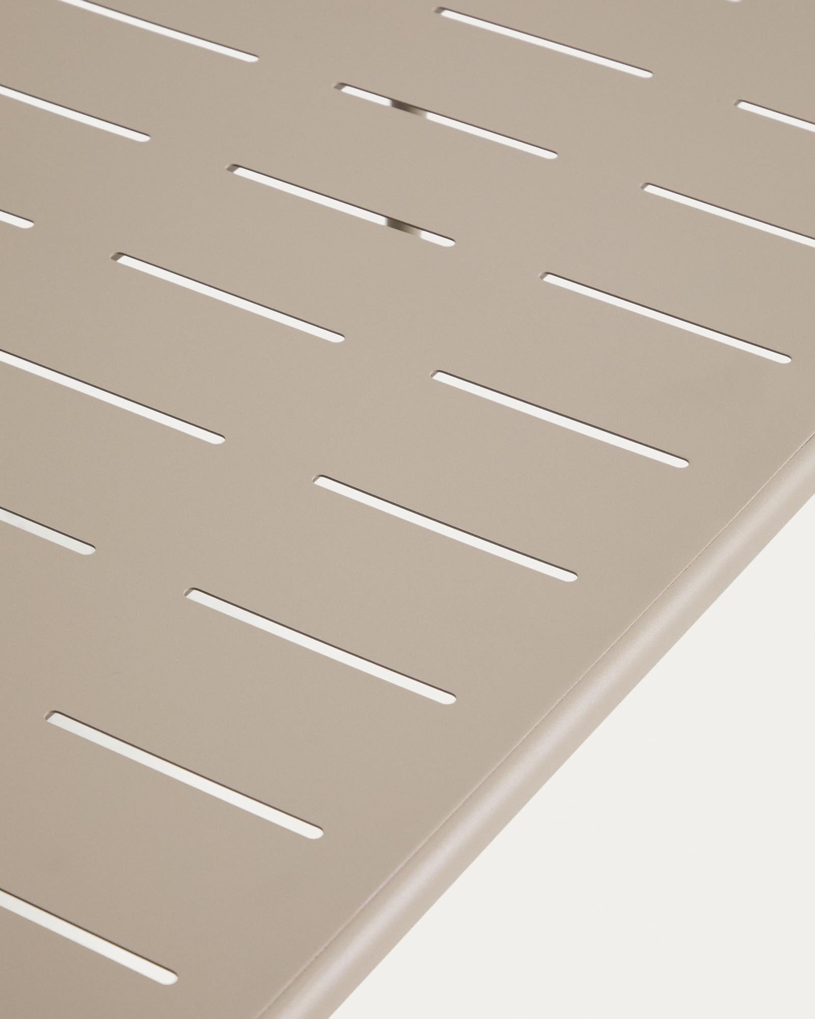 Stylischer Gartentisch Zivia in taupe, aus robustem verzinktem Stahl, perfekt für entspannte Stunden im Freien, Maße 90 x 50 cm.