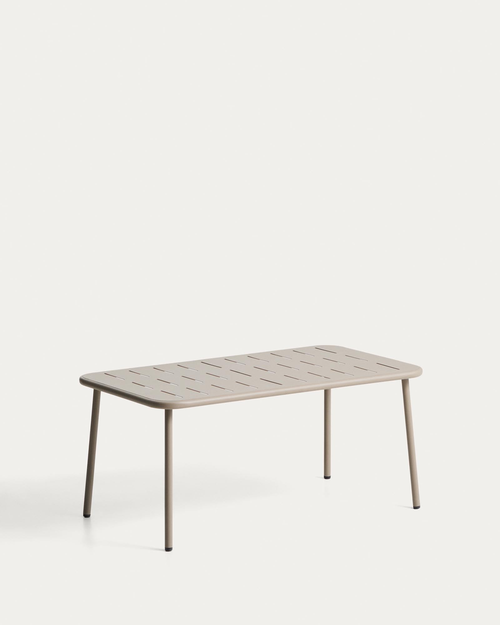 Moderner Outdoor-Tisch Zivia in elegantem Taupe, gefertigt aus langlebigem verzinktem Stahl, ideal für Garten und Terrasse, Maße 90 x 50 cm.