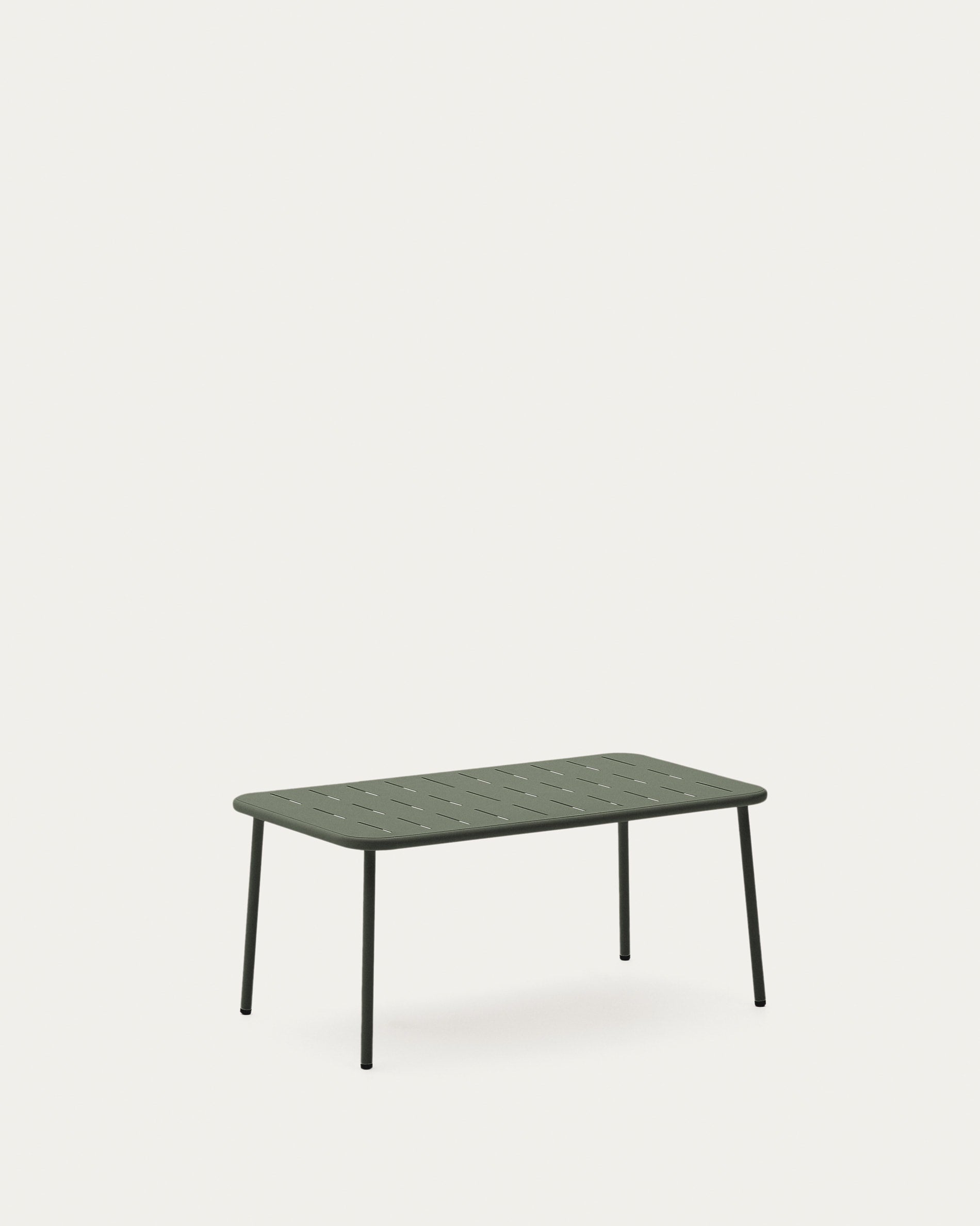 Moderner Couchtisch Zivia aus grünem, verzinktem Stahl, 90x50 cm, von Kave Home. Stilvoll und robust für Ihr Wohnzimmer.