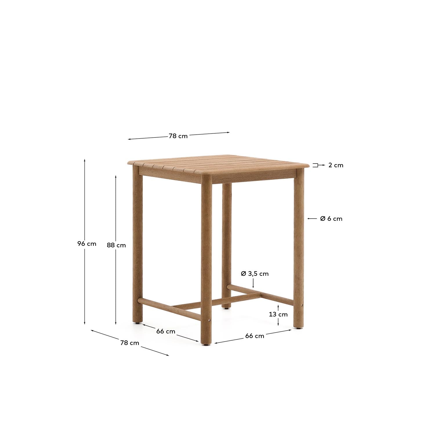 Erleben Sie den stilvollen Tisch Sori aus massivem Akazienholz. Mit kompakten 78 x 78 cm ist er perfekt für jeden Außenbereich – langlebig und umweltfreundlich.