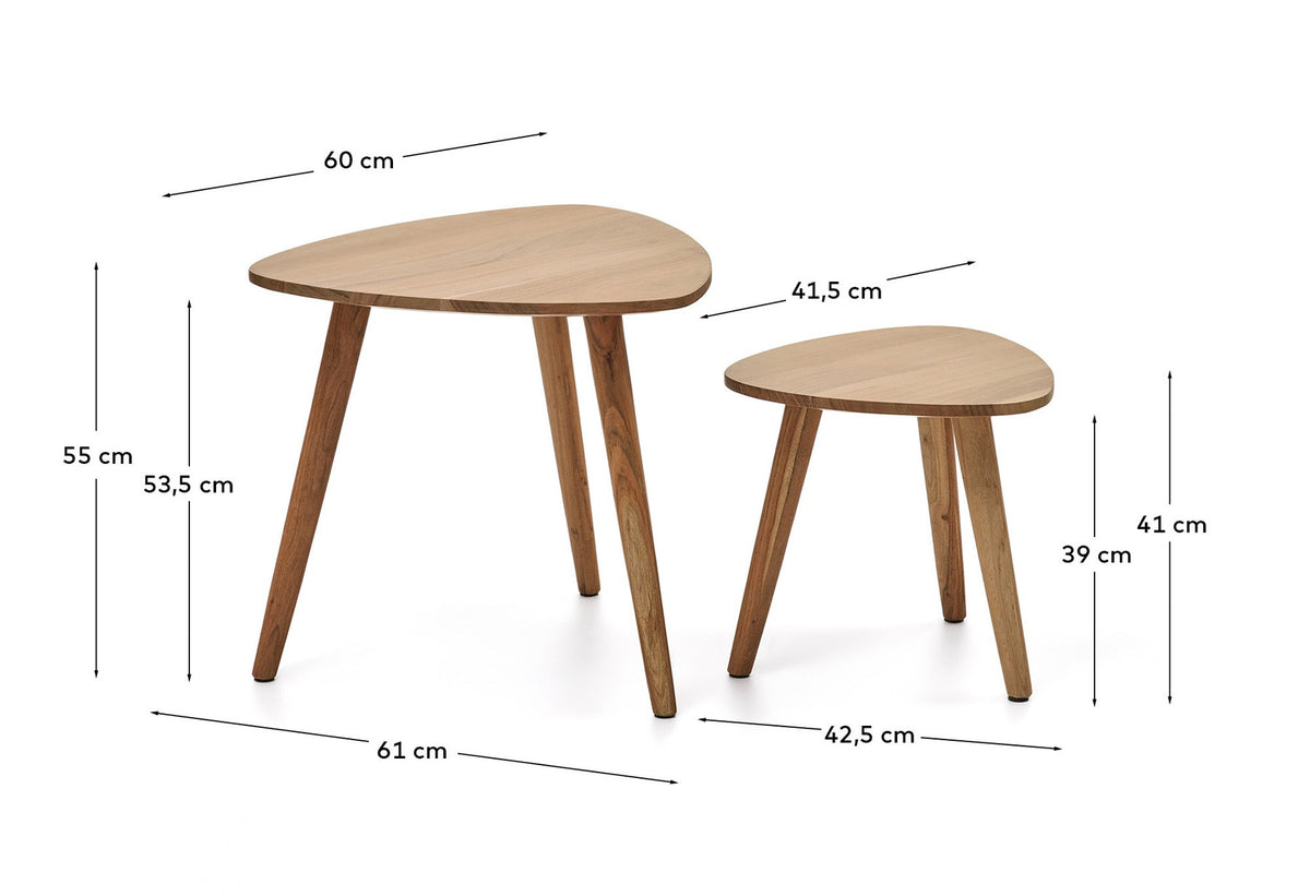 2er-Set Beistelltische Duvani aus massivem Akazienholz mit gebleichtem Finish in Beige präsentiert im Onlineshop von KAQTU Design AG. Couchtisch ist von Kave Home
