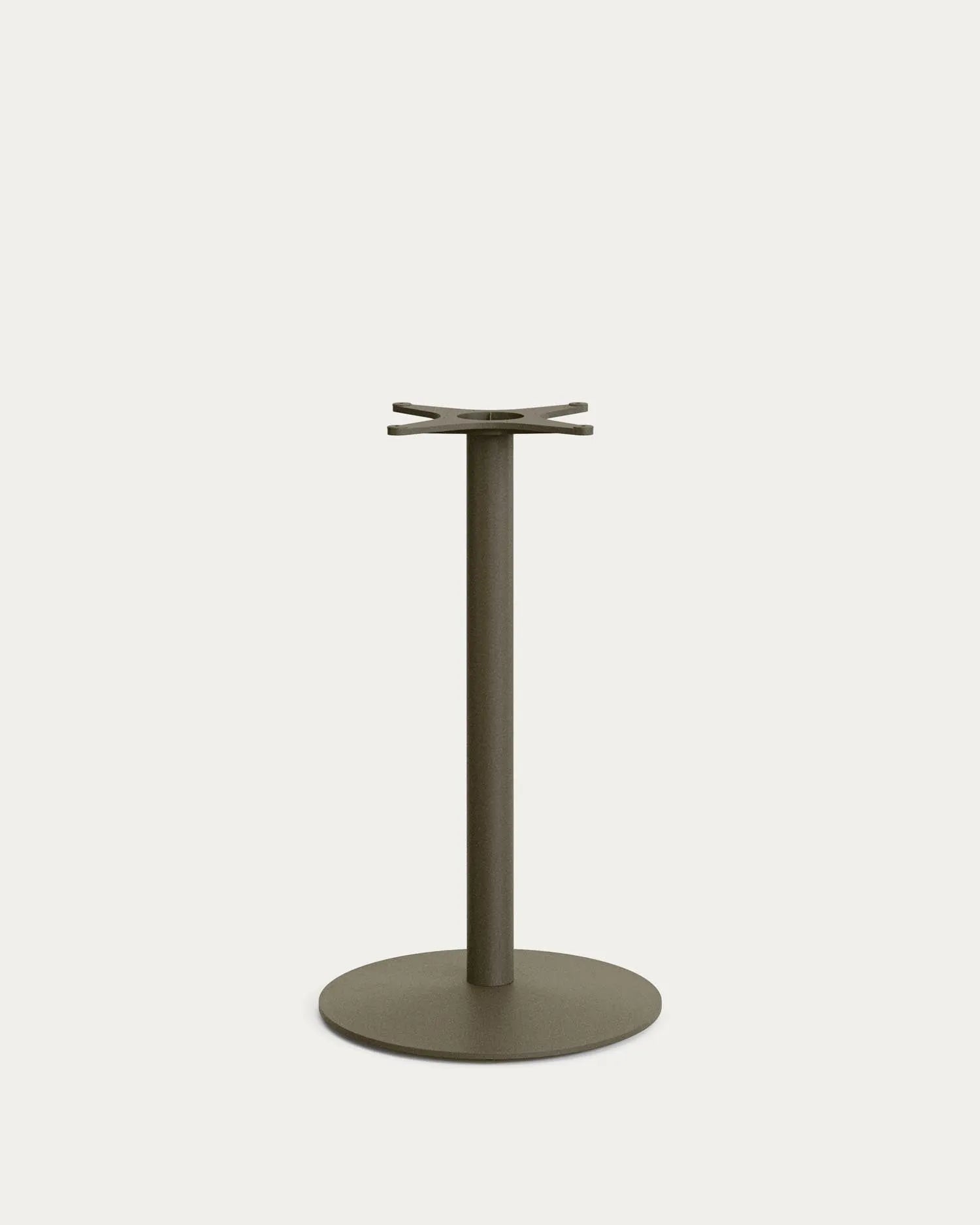 Hoher, runder Outdoor-Tisch Esilda mit Tischplatte aus grünem Zement Ø 70 cm und grünem Stahlfuß Ø 55 x 96 cm in Khaki präsentiert im Onlineshop von KAQTU Design AG. Hochtisch Outdoor ist von Kave Home
