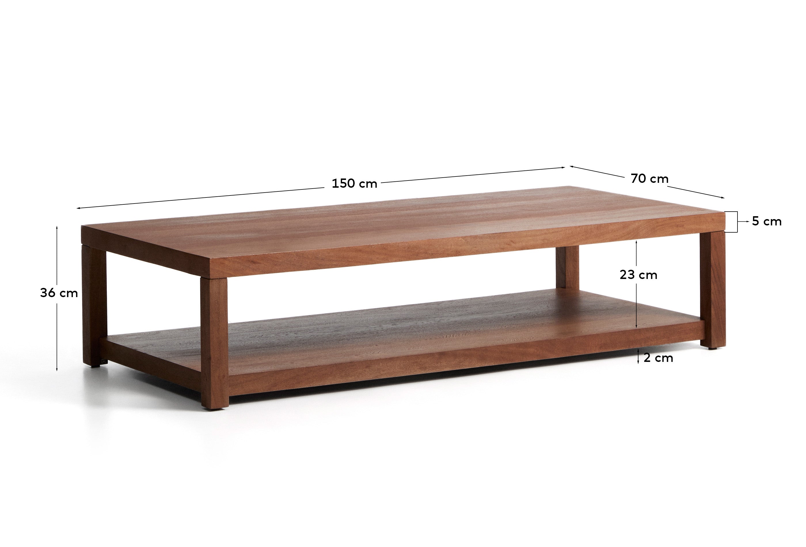 Couchtisch Norani aus massivem Akazienholz und Akazienfurnier 150 x 70 cm in Braun präsentiert im Onlineshop von KAQTU Design AG. Esstisch ist von Kave Home