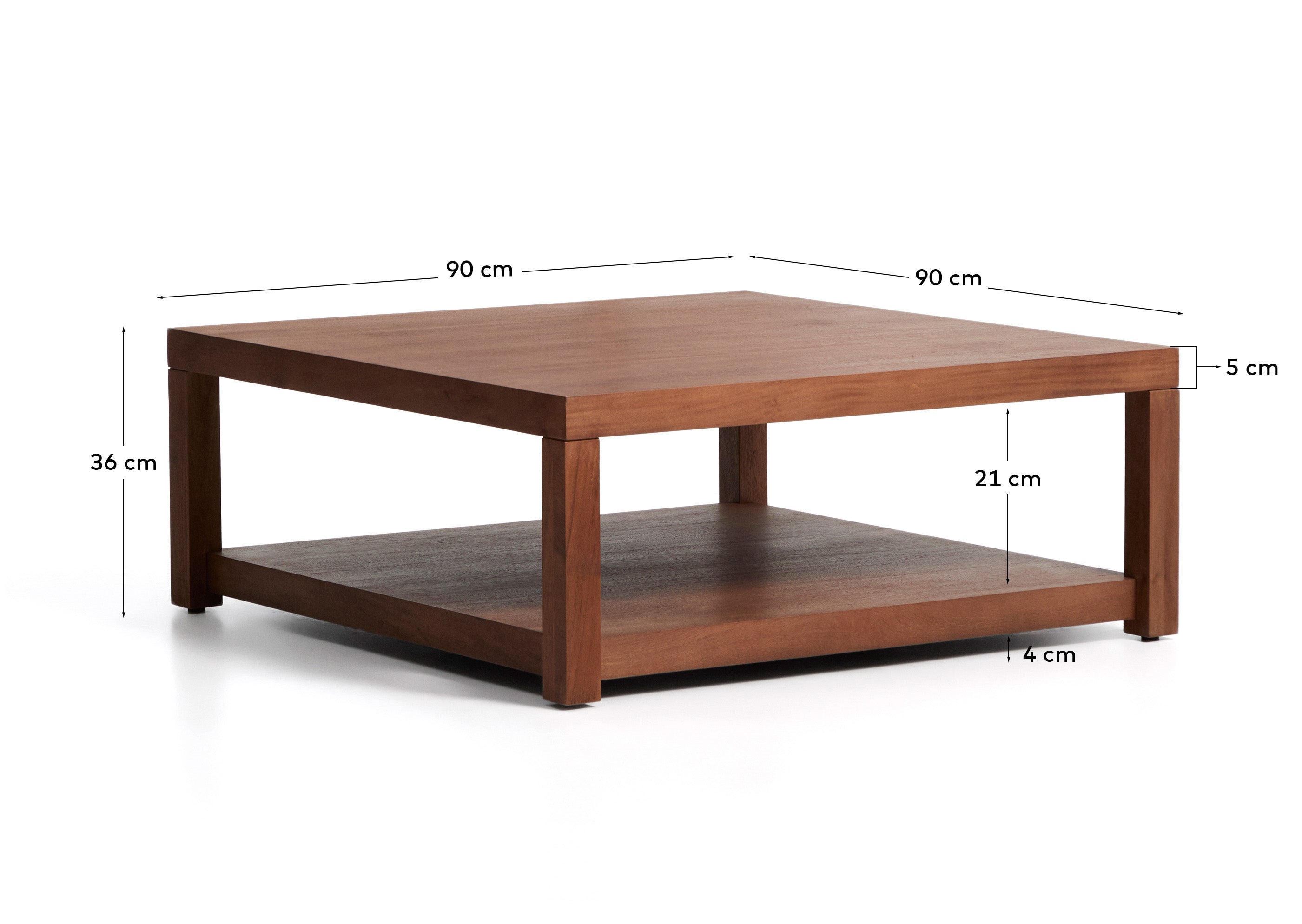 Beistelltisch Norani aus massivem Akazienholz und Akazienfurnier 90 x 90 cm in Braun präsentiert im Onlineshop von KAQTU Design AG. Esstisch ist von Kave Home