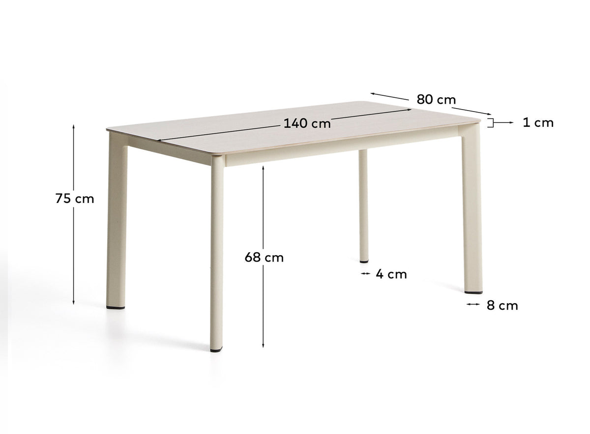 Tisch Anafi aus gesintertem Stein und Aluminium in Ecru, 140 x 80 cm in Beige, Ecru, Taupe präsentiert im Onlineshop von KAQTU Design AG. Gartentisch ist von Kave Home