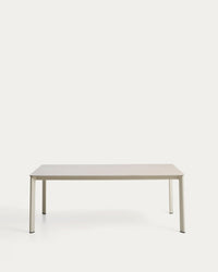 Tisch Anafi aus gesintertem Stein und Aluminium in Ecru, 180 x 90 cm