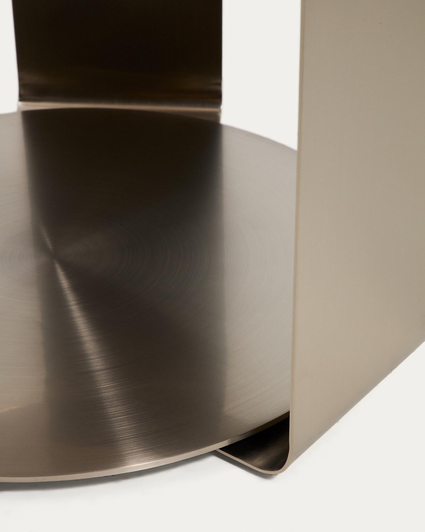 Couchtisch Dolven aus braunem Glas und gebürstetem Stahl, Ø 60 cm in Anthrazit präsentiert im Onlineshop von KAQTU Design AG. Couchtisch ist von Kave Home