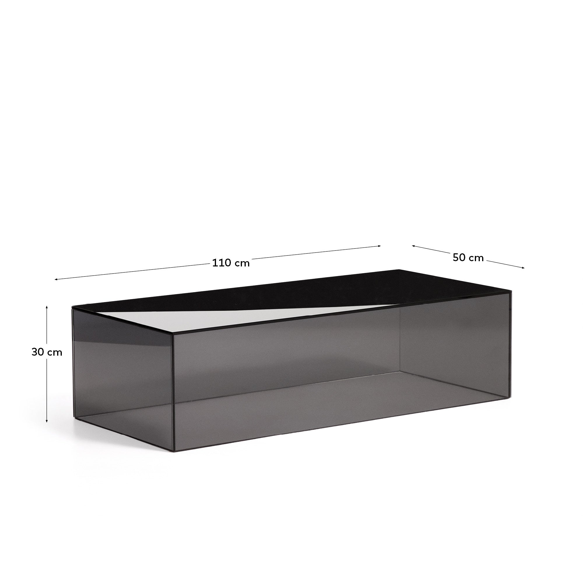 Couchtisch Orlia aus gehärtetem Glas in Dunkelgrau, 110 x 50 cm in Dunkelgrau präsentiert im Onlineshop von KAQTU Design AG. Couchtisch ist von Kave Home