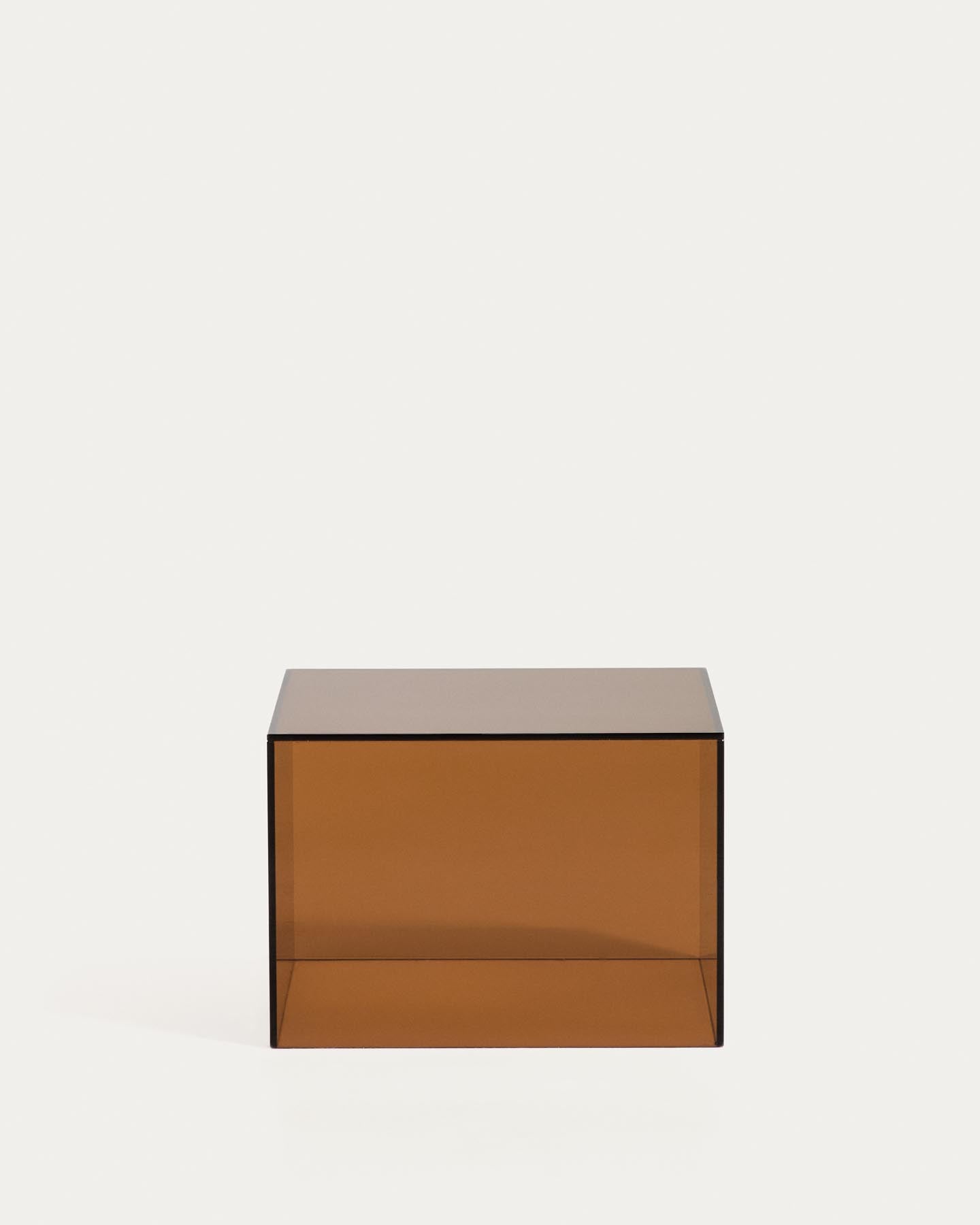 Beistelltisch Orlia aus gehärtetem Glas in Braun, 50 x 50 cm in Braun präsentiert im Onlineshop von KAQTU Design AG. Beistelltisch ist von Kave Home