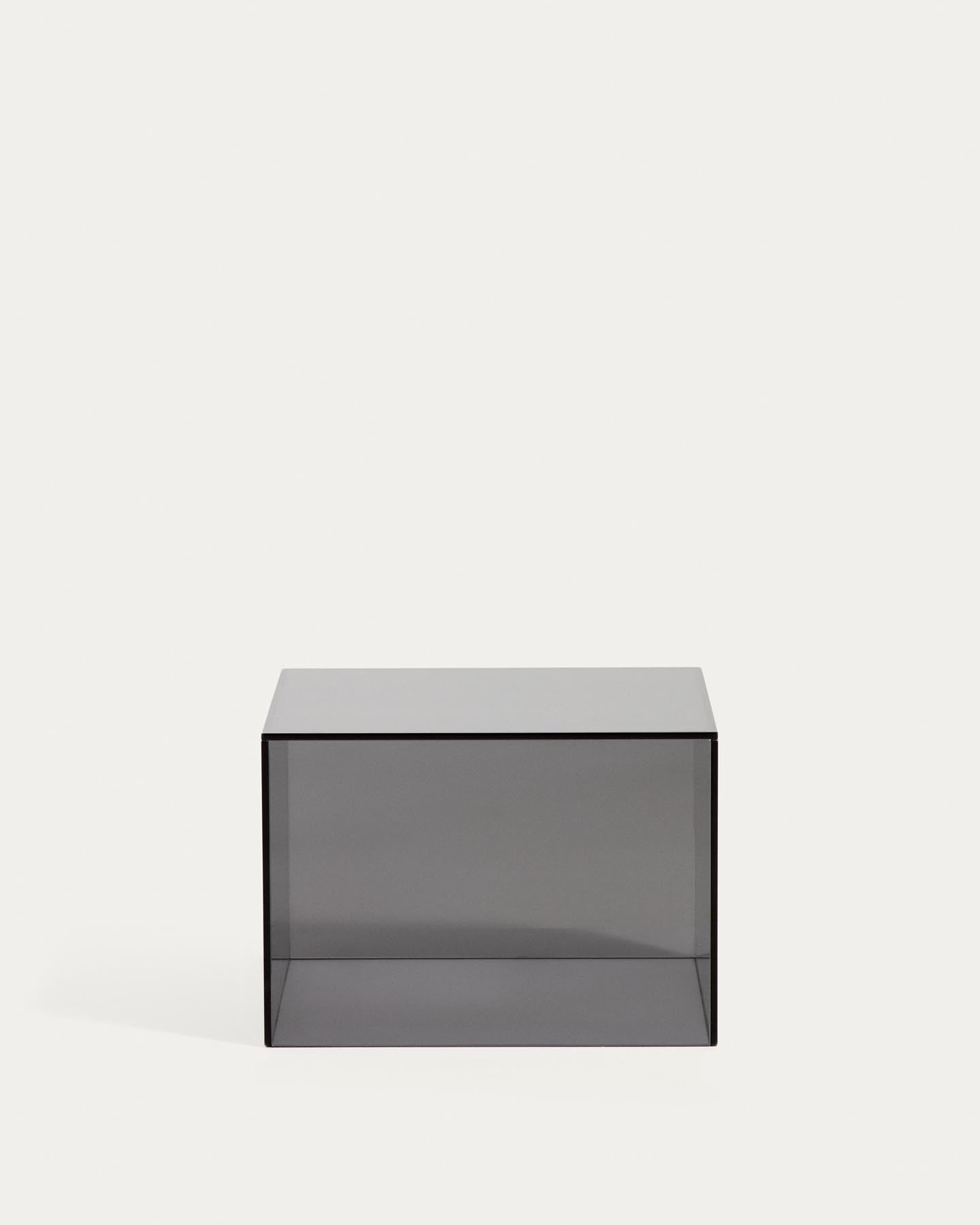 Beistelltisch Orlia aus gehärtetem Glas in Dunkelgrau, 50 x 50 cm in Dunkelgrau präsentiert im Onlineshop von KAQTU Design AG. Beistelltisch ist von Kave Home