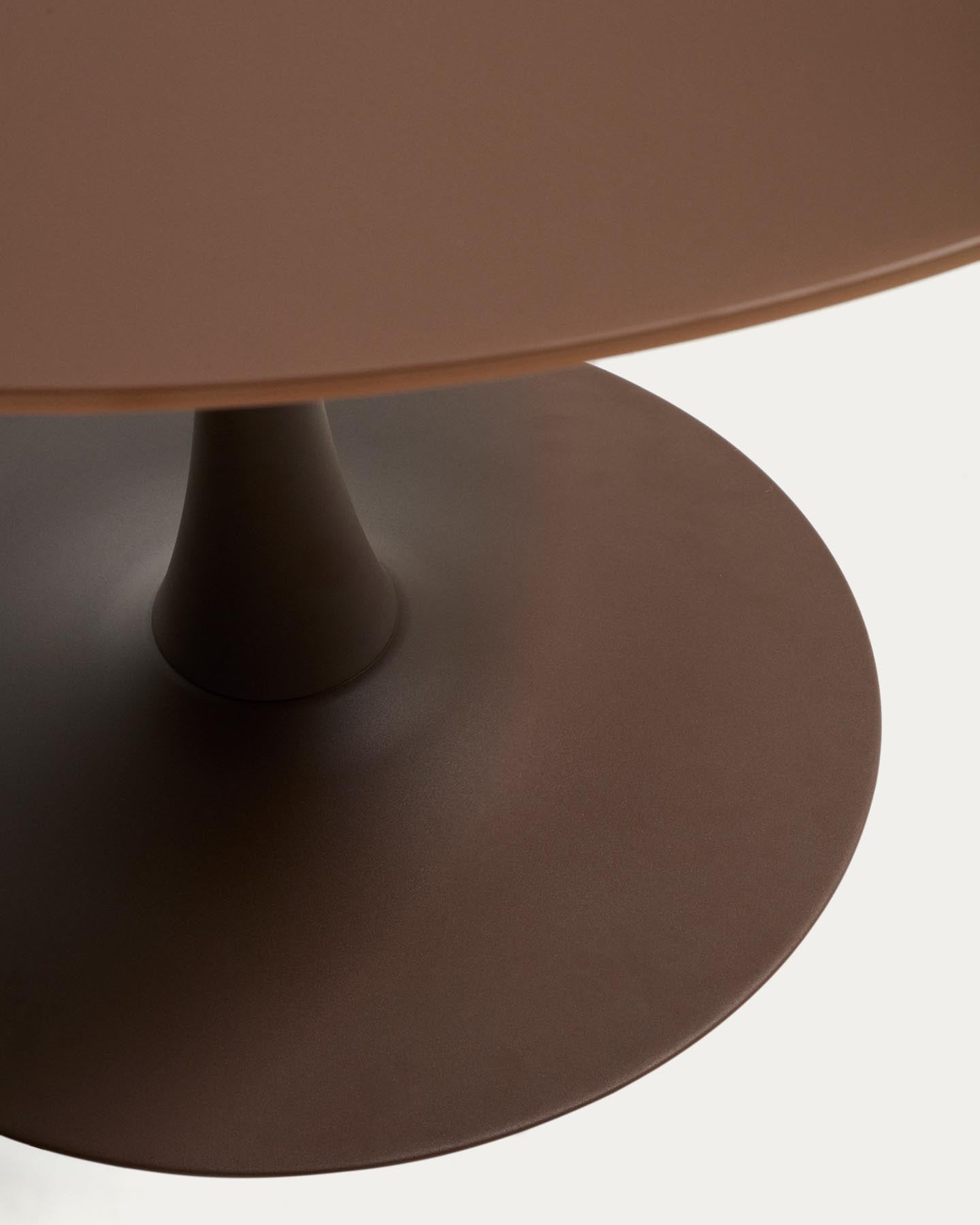 Runder Tisch Vedira aus Glas und braunem Stahl Ø 120 cm in Dunkelbraun präsentiert im Onlineshop von KAQTU Design AG. Esstisch ist von Kave Home