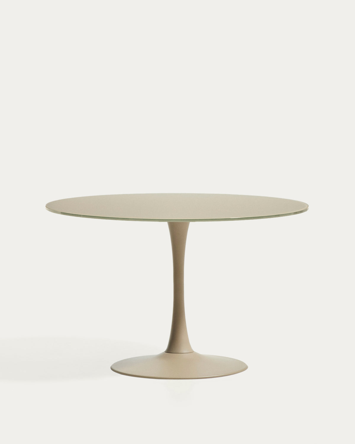 Runder Tisch Vedira aus Glas und taupefarbenem Stahl Ø 120 cm in Taupe präsentiert im Onlineshop von KAQTU Design AG. Esstisch ist von Kave Home