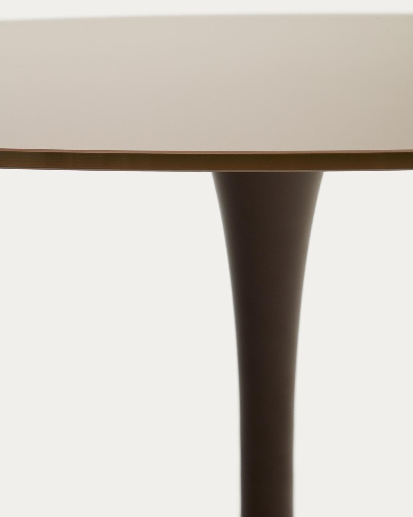 Runder Tisch Vedira aus Glas und braunem Stahl Ø 90 cm in Dunkelbraun präsentiert im Onlineshop von KAQTU Design AG. Esstisch ist von Kave Home