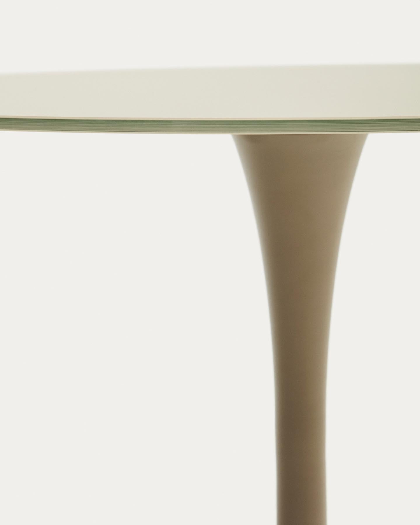 Runder Tisch Vedira aus Glas und taupefarbenem Stahl Ø 90 cm in Taupe präsentiert im Onlineshop von KAQTU Design AG. Esstisch ist von Kave Home