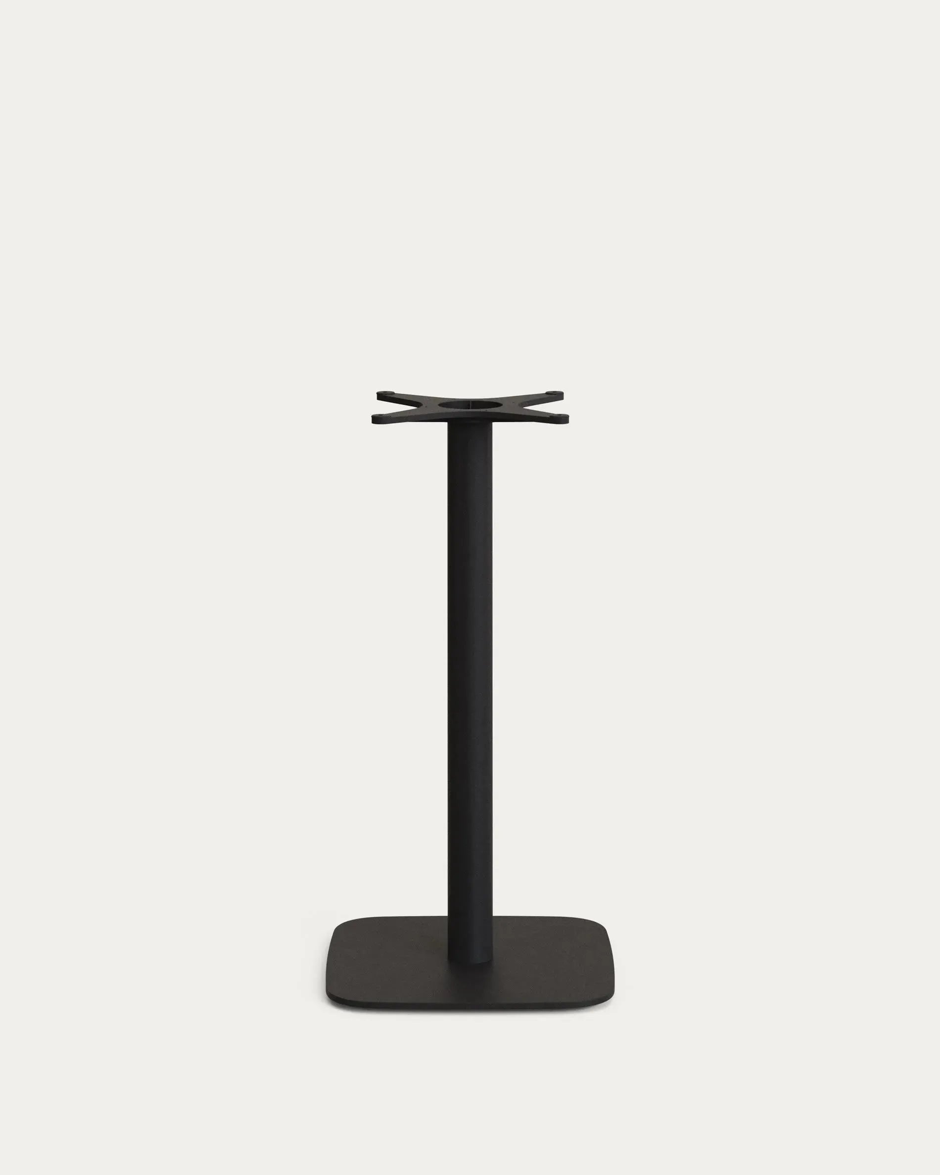 Elegantes Dina Stehtischbein mit quadratischem Metallfuß, schwarz lackiert, ideal für moderne Tische von Kave Home.
