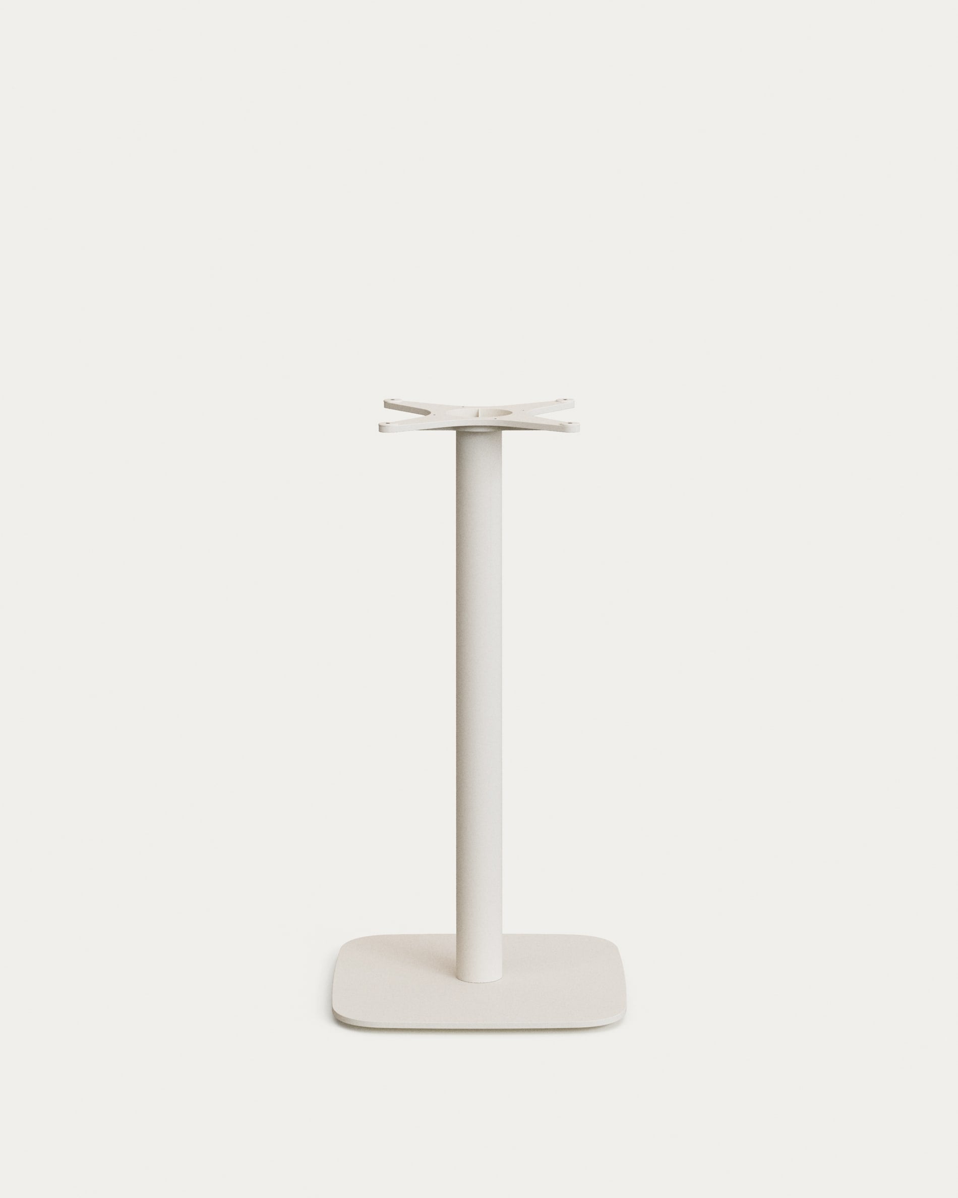 Stilvolles Dina Stehtischbein von Kave Home: Robustes, weiss lackiertes Metall für Stabilität und Eleganz im Aussenbereich.