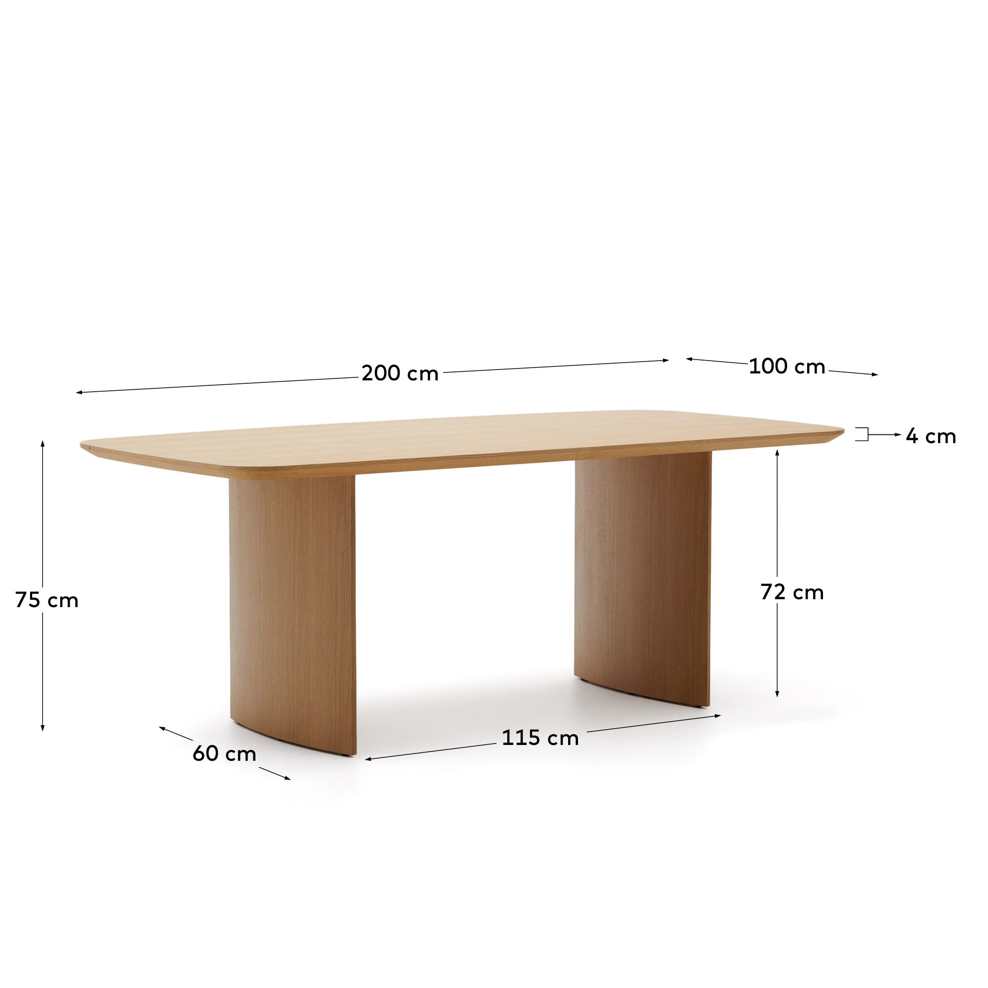 Der Litto Tisch aus Eichenfurnier (200 x 100 cm) bietet stilvollen Platz für gesellige Runden und passt perfekt in jedes Interieur.