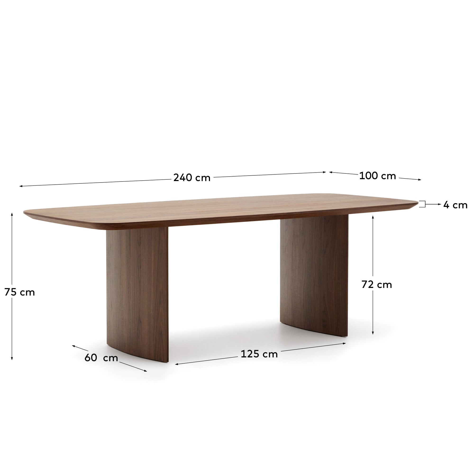 Eleganter Litto Tisch aus hochwertigem Walnussfurnier, 240 x 100 cm. Perfekt für gesellige Anlässe und stilvolle Einrichtung. Robust und zeitlos!