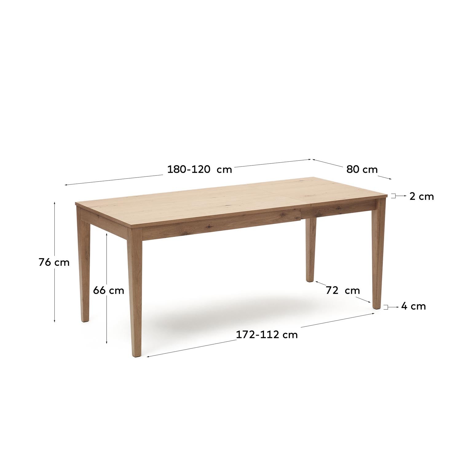 Moderner Yain Esstisch aus Eichenfurnier und massiver Eiche, ausziehbar von 120 auf 180 cm. Ideal für stilvolle Esszimmer und gesellige Anlässe.