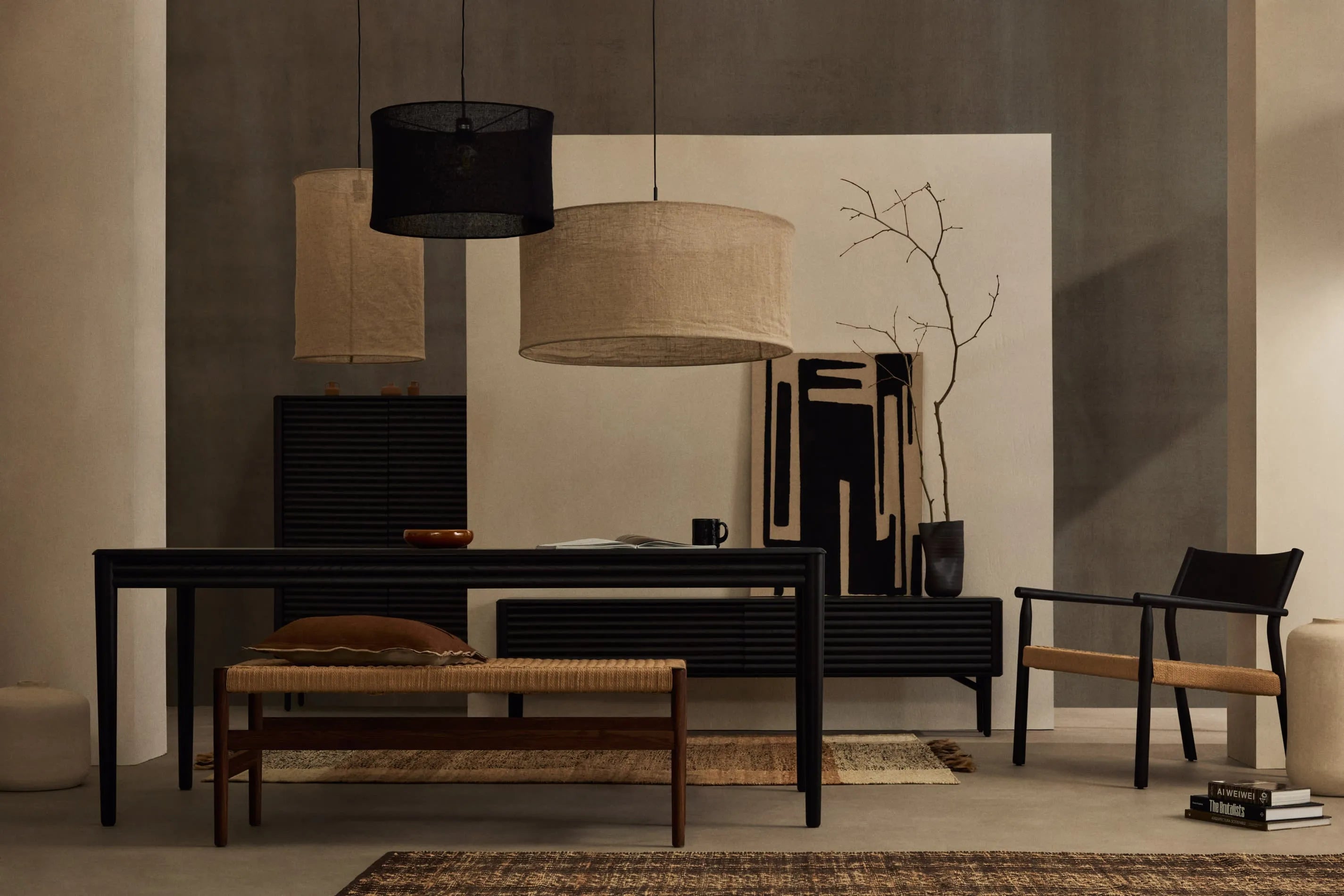 Moderner Ausziehtisch aus schwarzem Eichenholz, 160-200x90cm, FSC-zertifiziert, perfekt für elegante Wohnräume.
