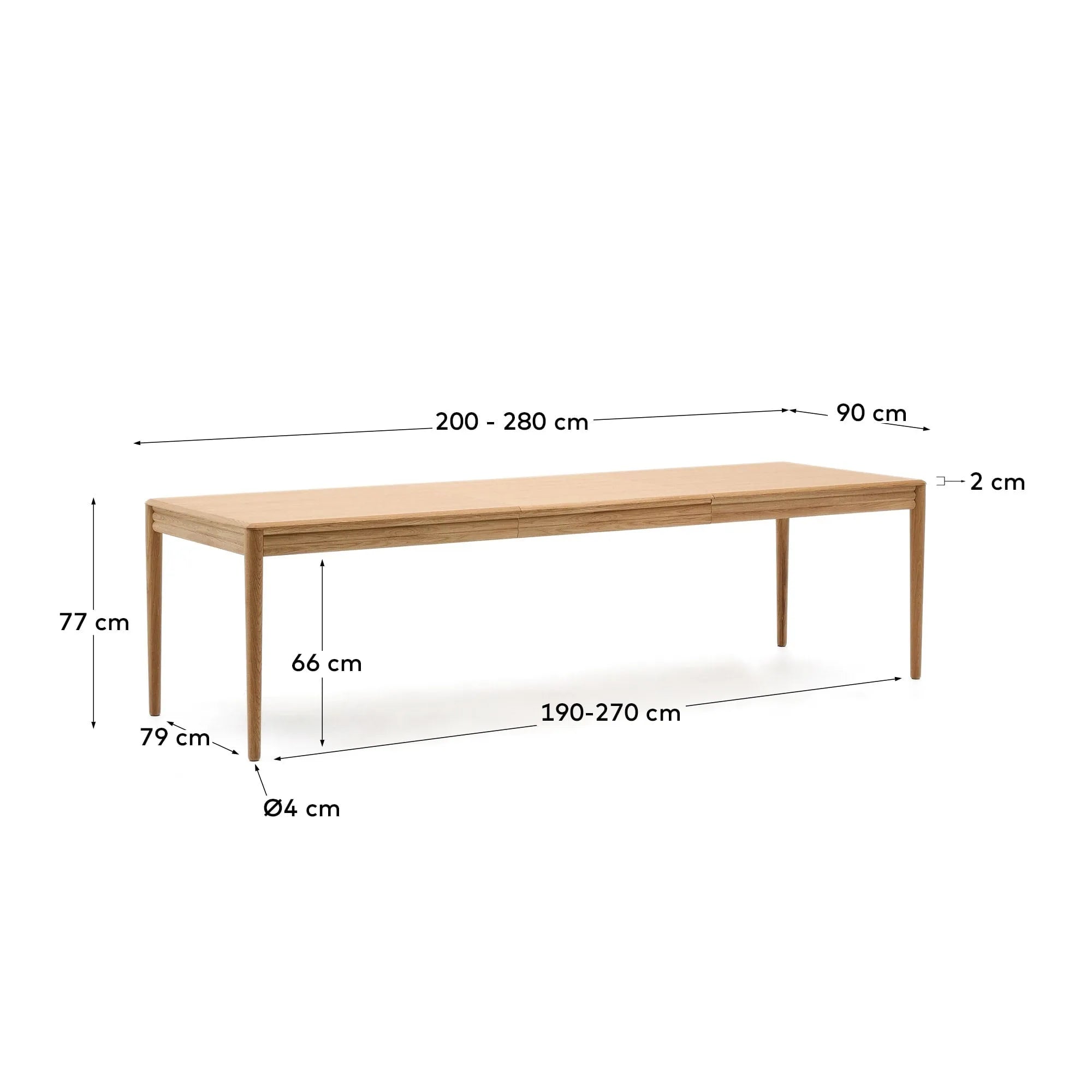 Ausziehbarer Lenon Tisch aus FSC-zertifiziertem Eichenholz, naturfarben, 200-280 cm, perfekt für moderne Esszimmer.