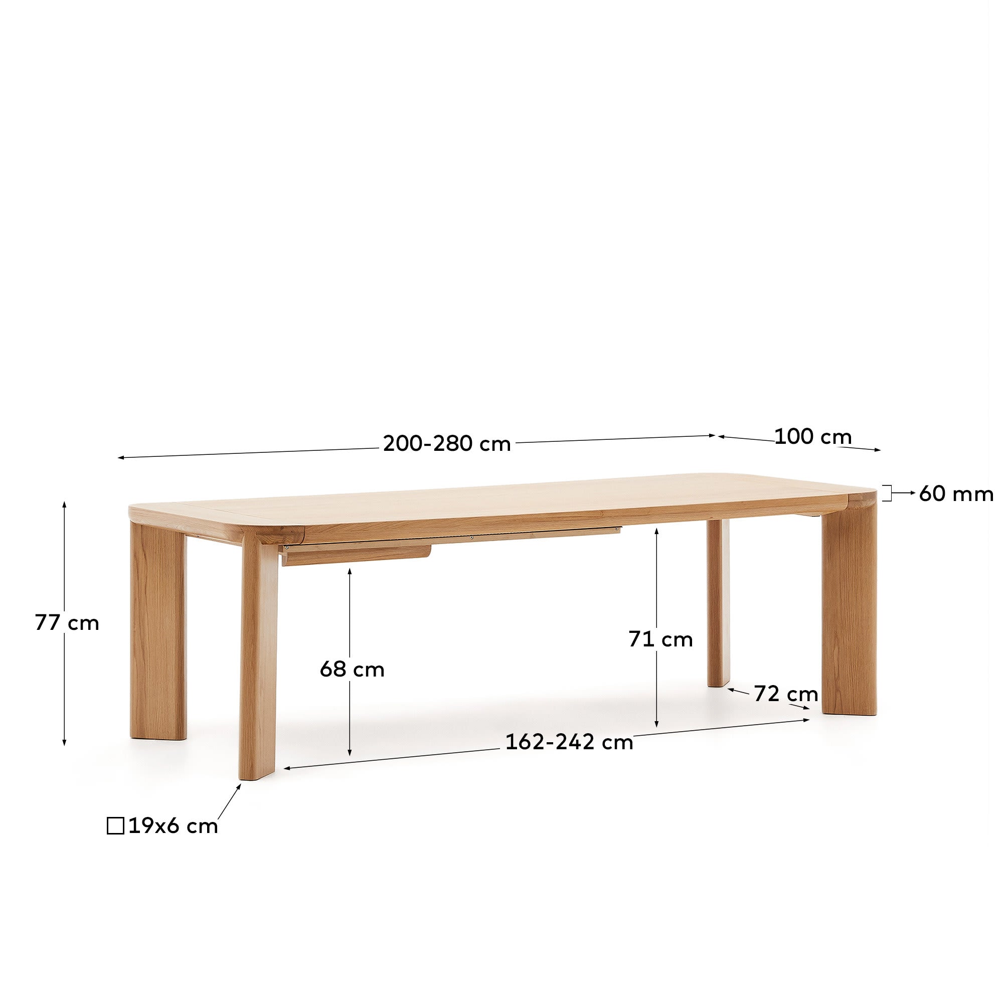 Eleganter Jondal Ausziehtisch aus FSC-zertifiziertem Holz, 200-280 cm, ideal für stilvolle Esszimmer und nachhaltiges Wohnen.