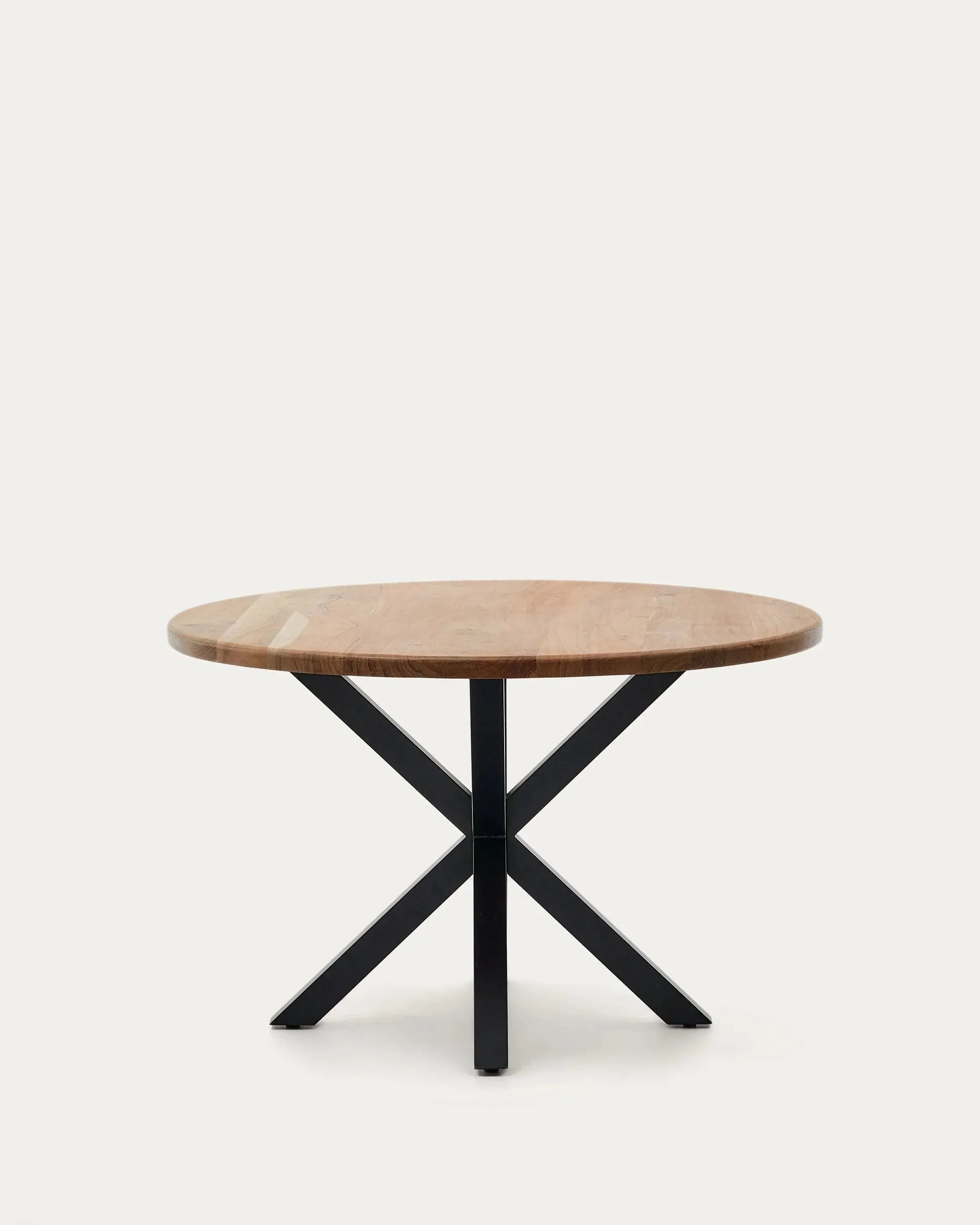 Runder Esstisch Argo aus massivem Akazienholz mit schwarzen Stahlbeinen, Ø 120 cm, stilvoll und robust von Kave Home.