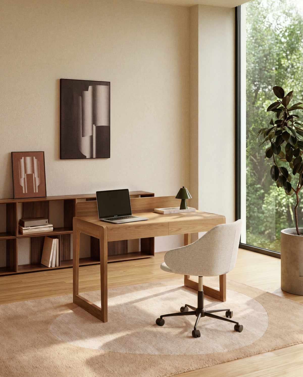 Arandu Tisch aus Eschenfurnier und massiver Esche 120 x 60 cm in Natur präsentiert im Onlineshop von KAQTU Design AG. Schreibtisch ist von Kave Home