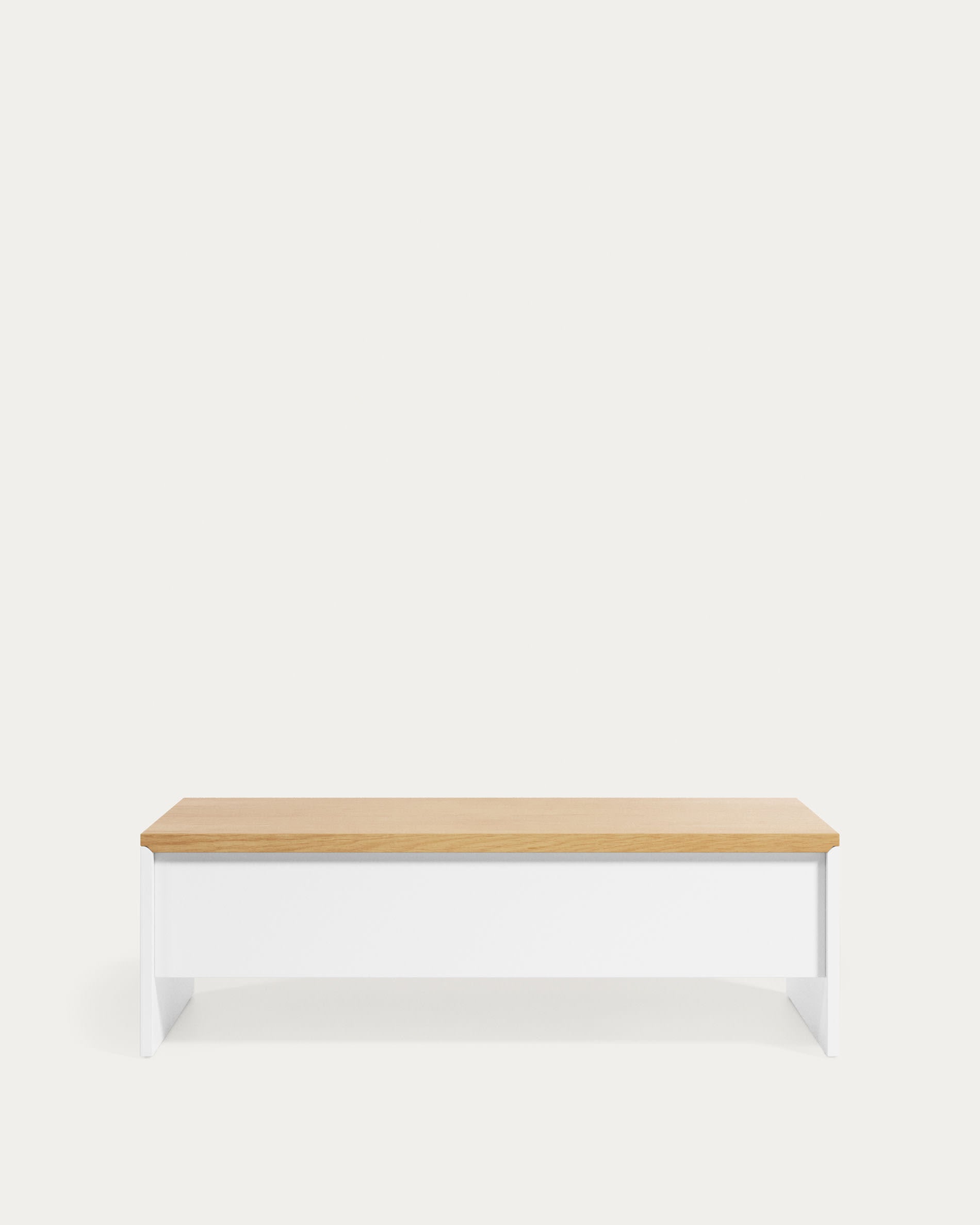 Eleganter, höhenverstellbarer Couchtisch aus Eichenfurnier, weiss lackiert, 110x60 cm, FSC-zertifiziert, von Kave Home.
