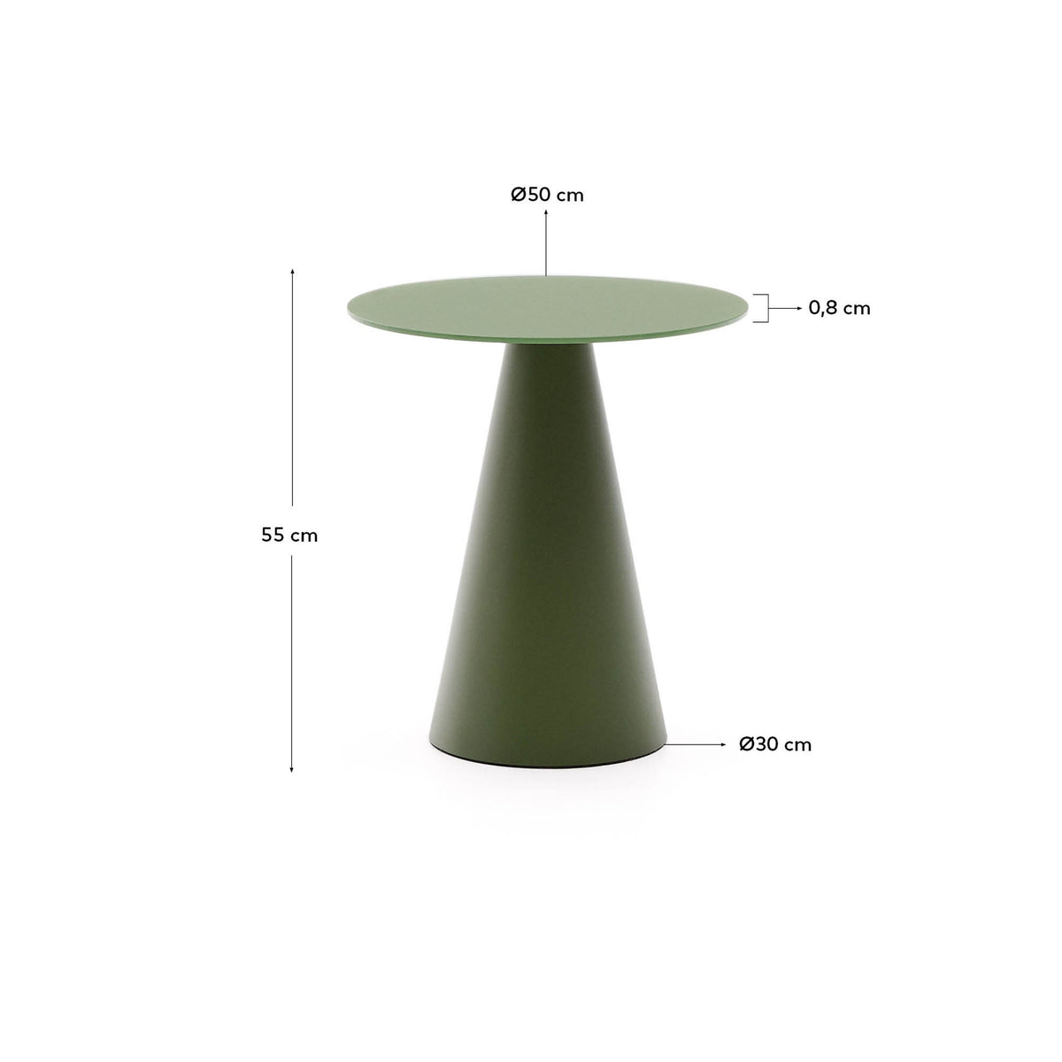 Wilshire Beistelltisch aus gehärtetem Milchglas und Stahl matt grün lackiert Ø50 cm in Grün präsentiert im Onlineshop von KAQTU Design AG. Beistelltisch ist von Kave Home