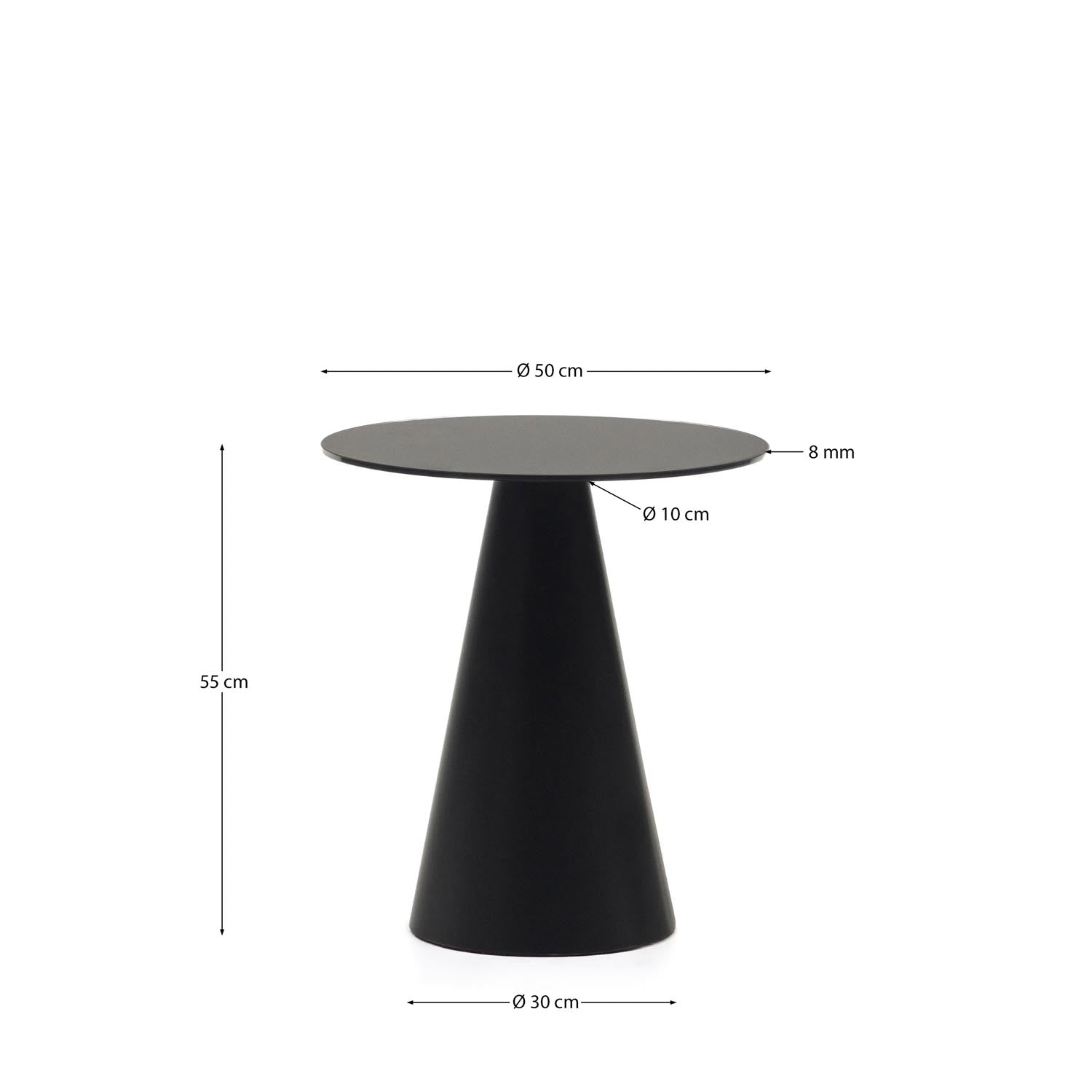 Stilvoller Wilshire Beistelltisch aus gehärtetem Milchglas und robustem Metall, Ø 50 cm, ideal für jedes Wohnzimmer.