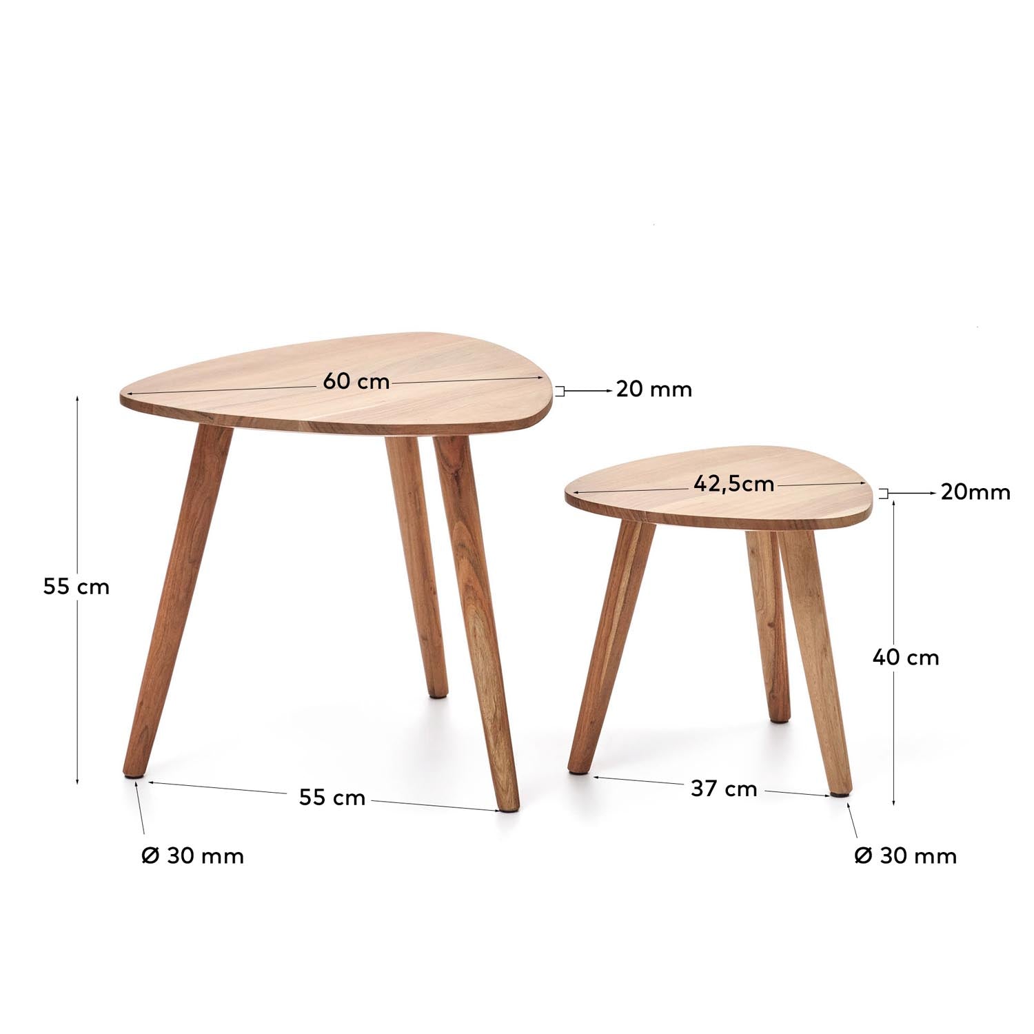 Eluana Set aus 2 Satzbeistelltischen massive Akazie mit natürlichem Finish in Natur präsentiert im Onlineshop von KAQTU Design AG. Beistelltisch ist von Kave Home