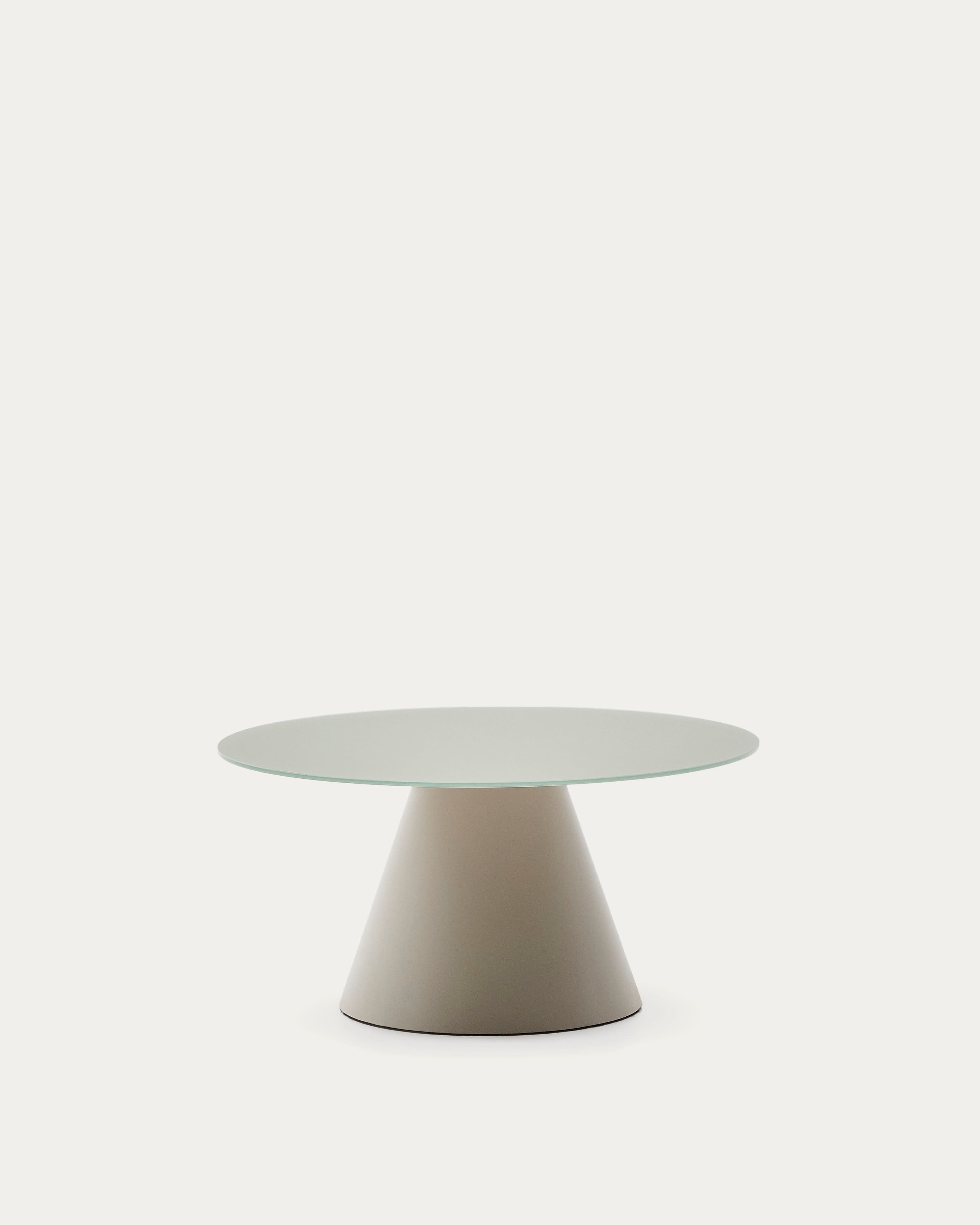 Moderner Wilshire Couchtisch Ø 80 cm: Gehärtetes Glas, matt graues Metall, robust, stilvoll, ideal für zeitgemässes Wohnen.