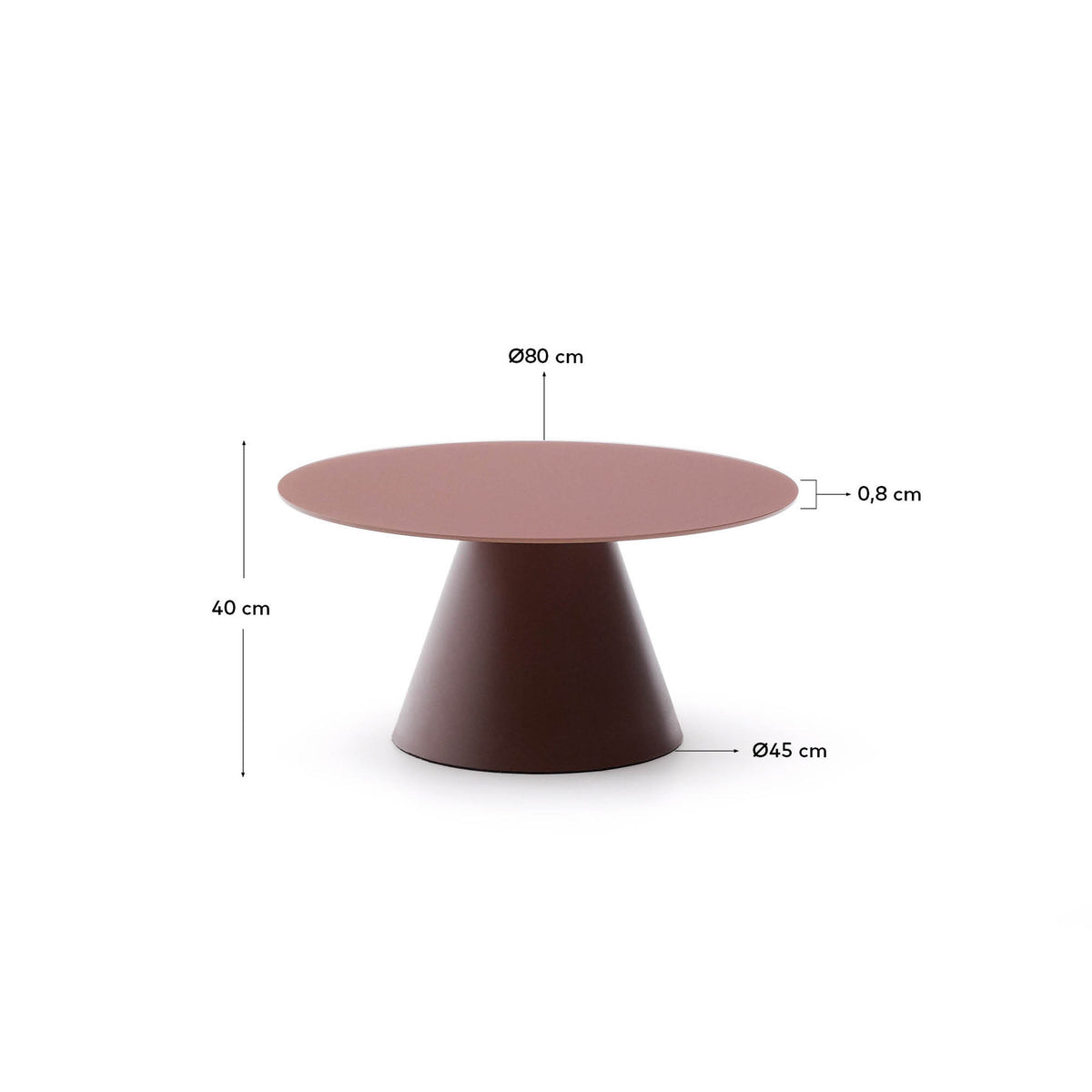 Wilshire Couchtisch aus gehärtetem Milchglas und Stahl matt terracottafarben lackiert Ø80 cm in Terrakotta präsentiert im Onlineshop von KAQTU Design AG. Couchtisch ist von Kave Home