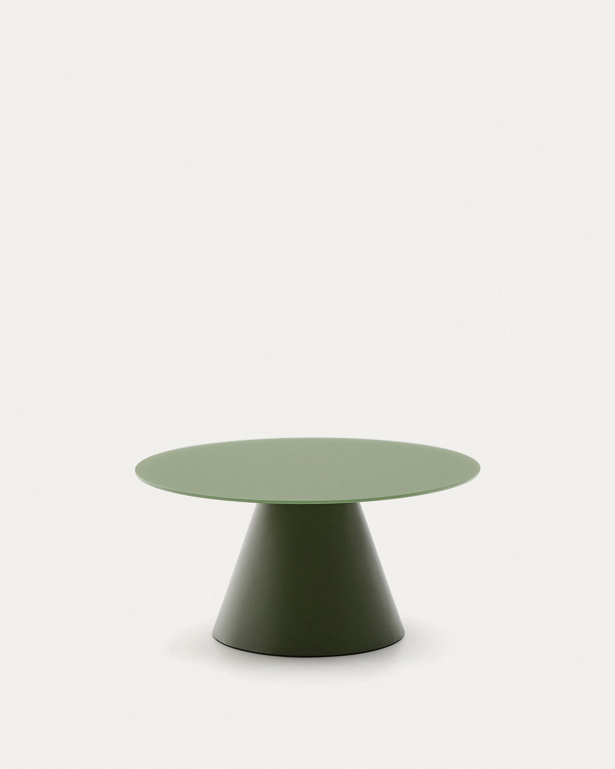 Wilshire Couchtisch aus gehärtetem Milchglas und Stahl matt grün lackiert Ø80 cm in Grün präsentiert im Onlineshop von KAQTU Design AG. Couchtisch ist von Kave Home