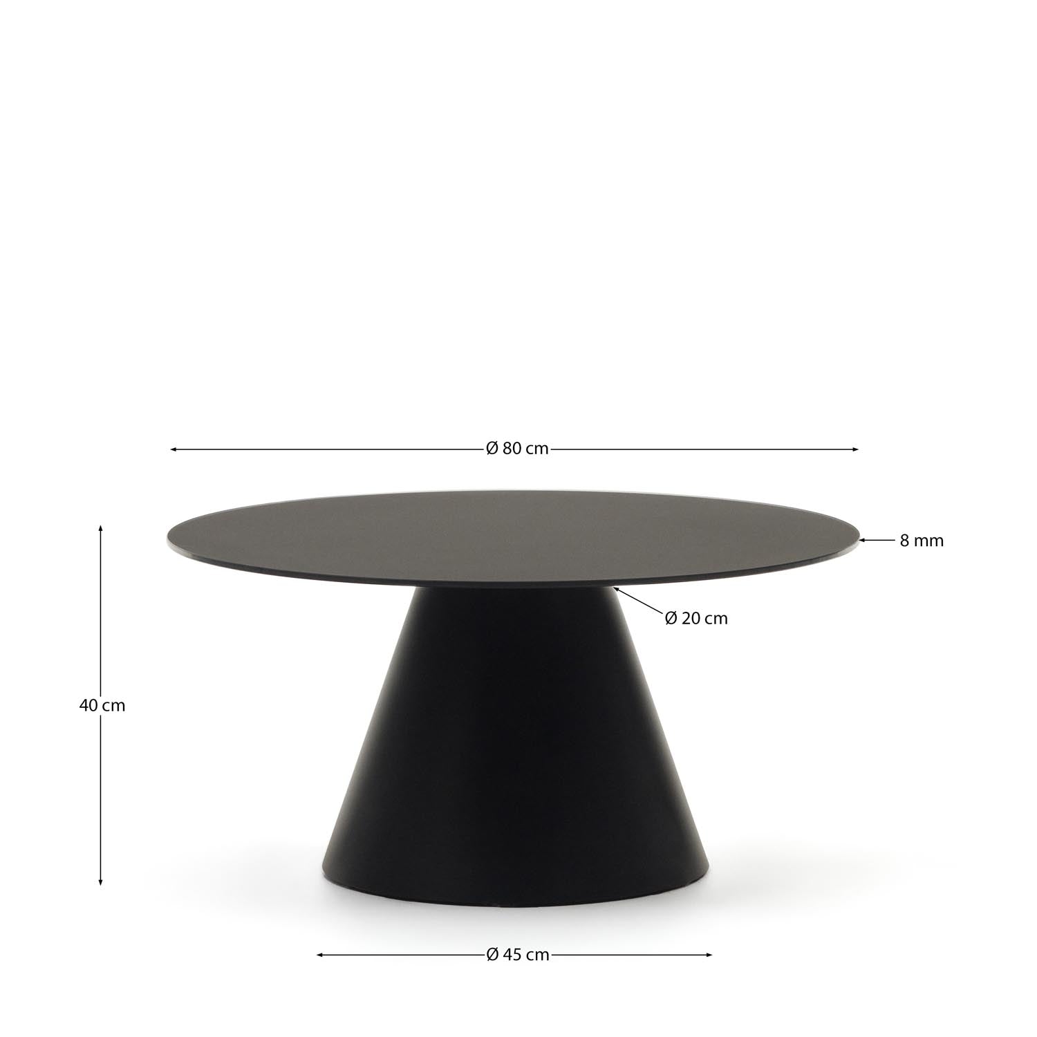 Wilshire Couchtisch aus getempertem Glas und Metall mit Finish in Mattschwarz Ø 80 cm in Schwarz präsentiert im Onlineshop von KAQTU Design AG. Beistelltisch ist von Kave Home